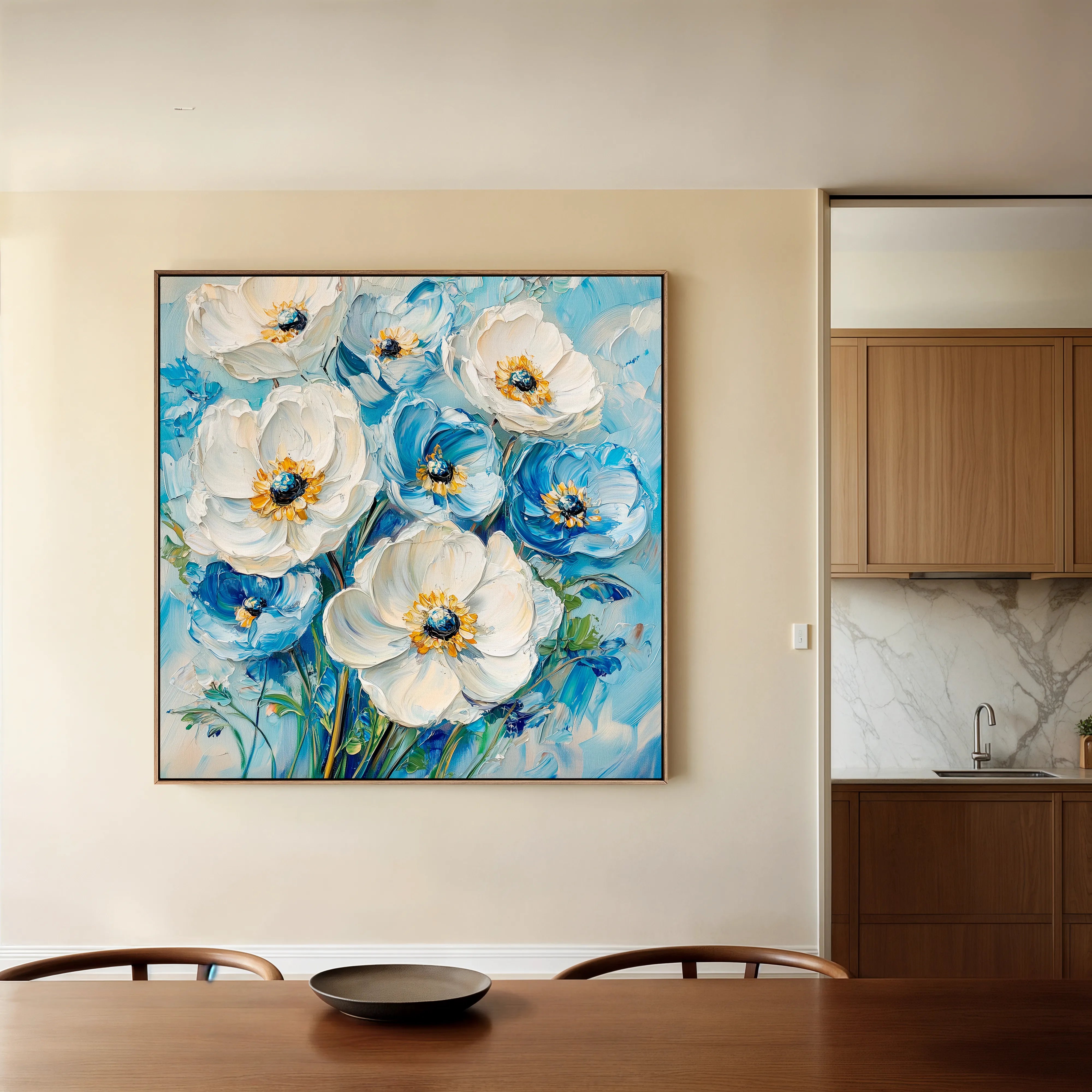 Floral 1329 Canvas Art 60 x 60 cm / Black