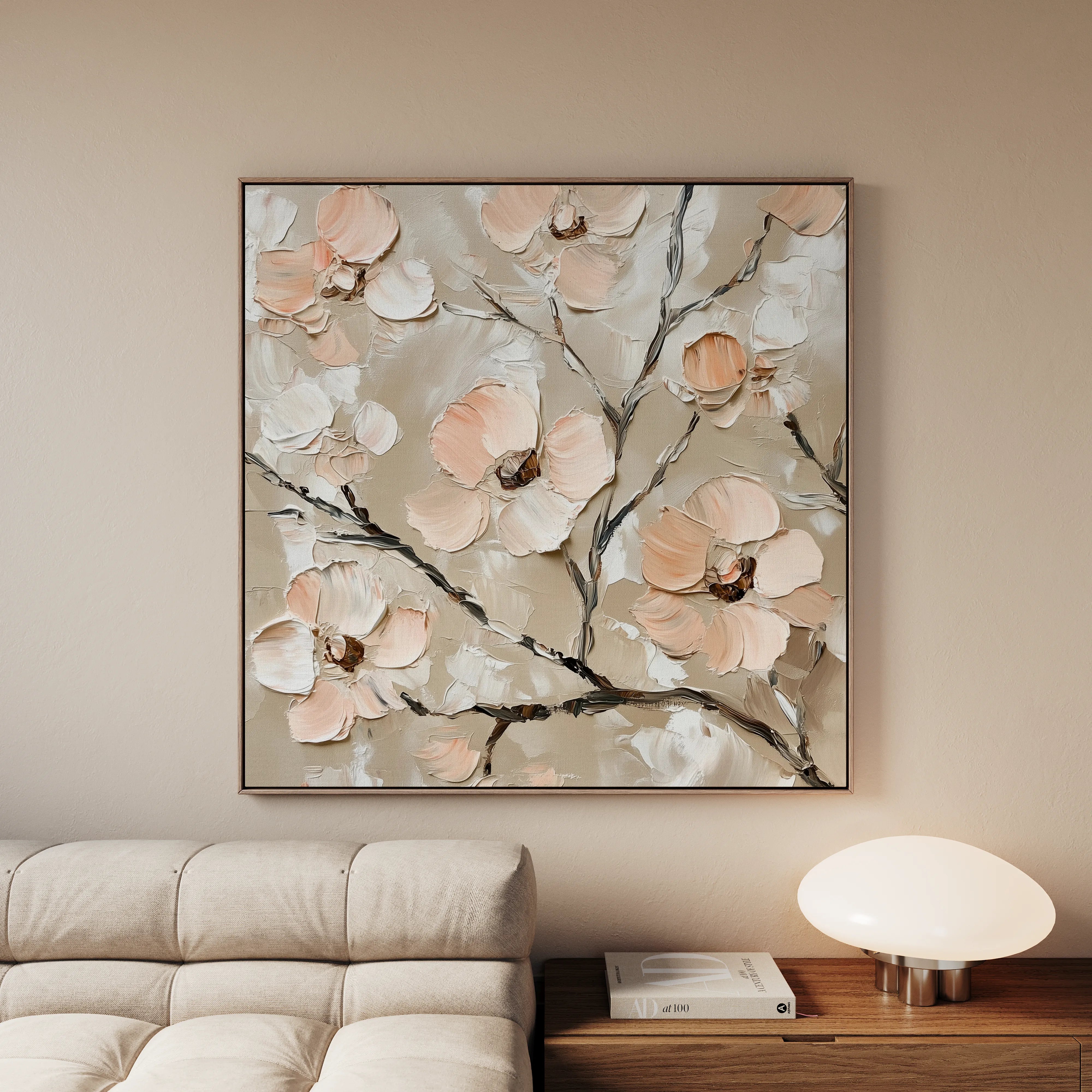 Floral 1330 Canvas Art 60 x 60 cm / Black