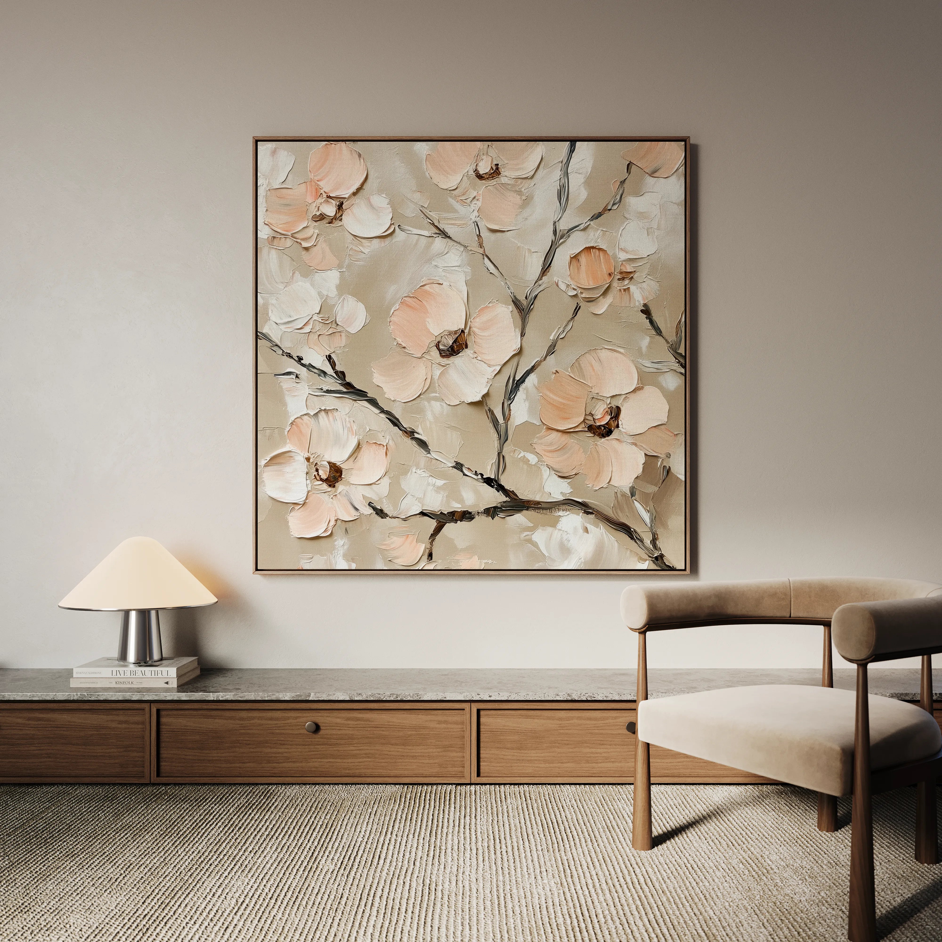 Floral 1330 Canvas Art 60 x 60 cm / Black