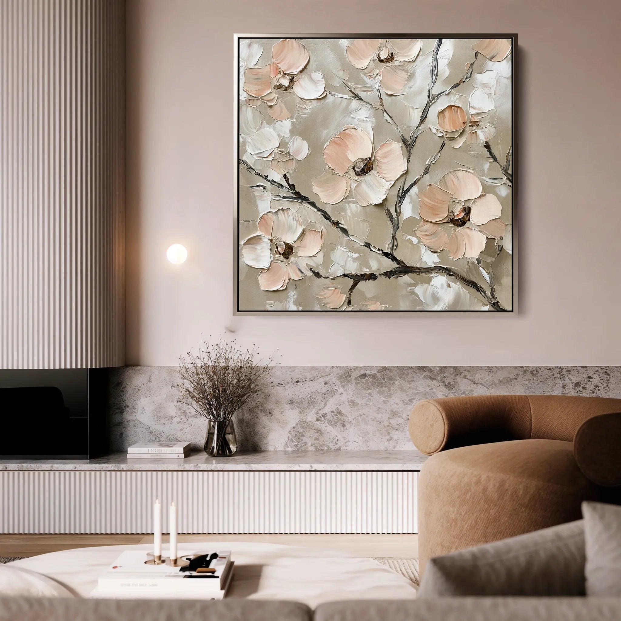 Floral 1330 Canvas Art 60 x 60 cm / Black