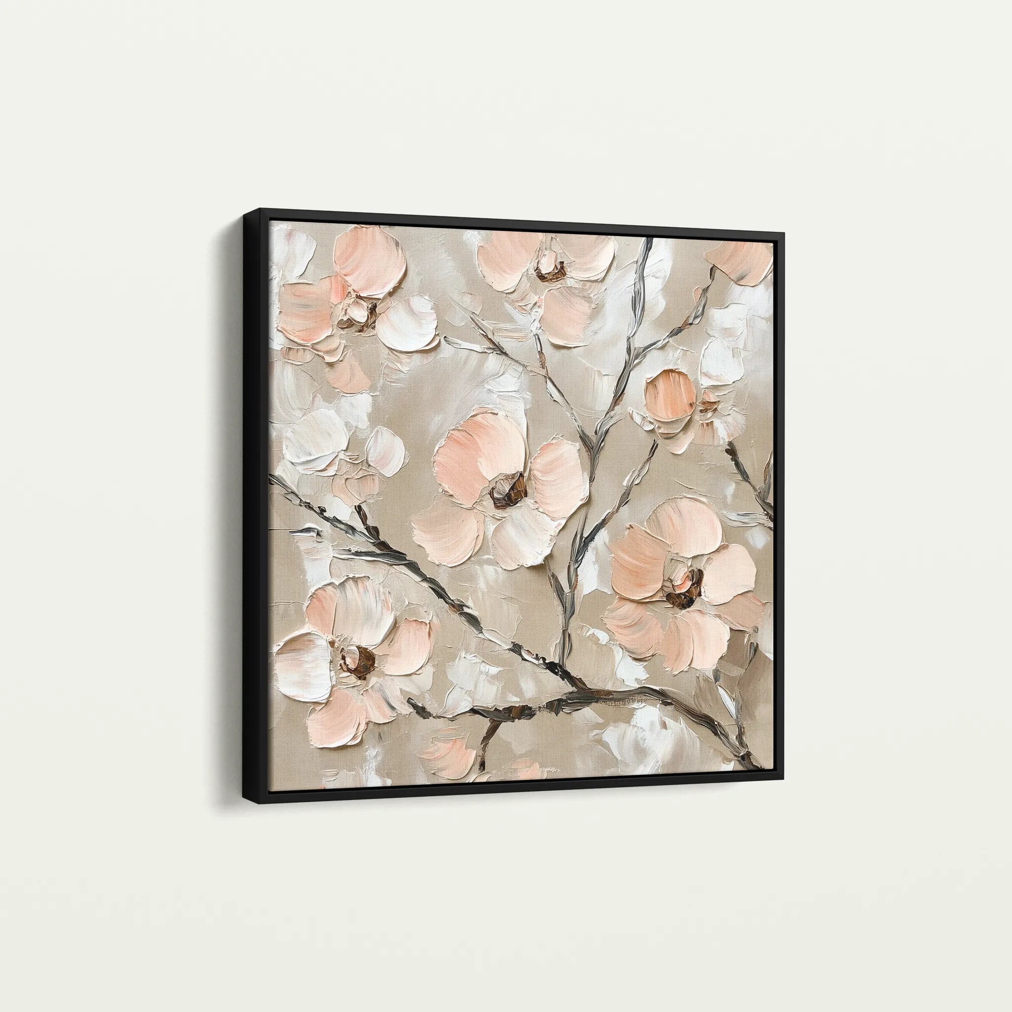 Floral 1330 Canvas Art 60 x 60 cm / Black