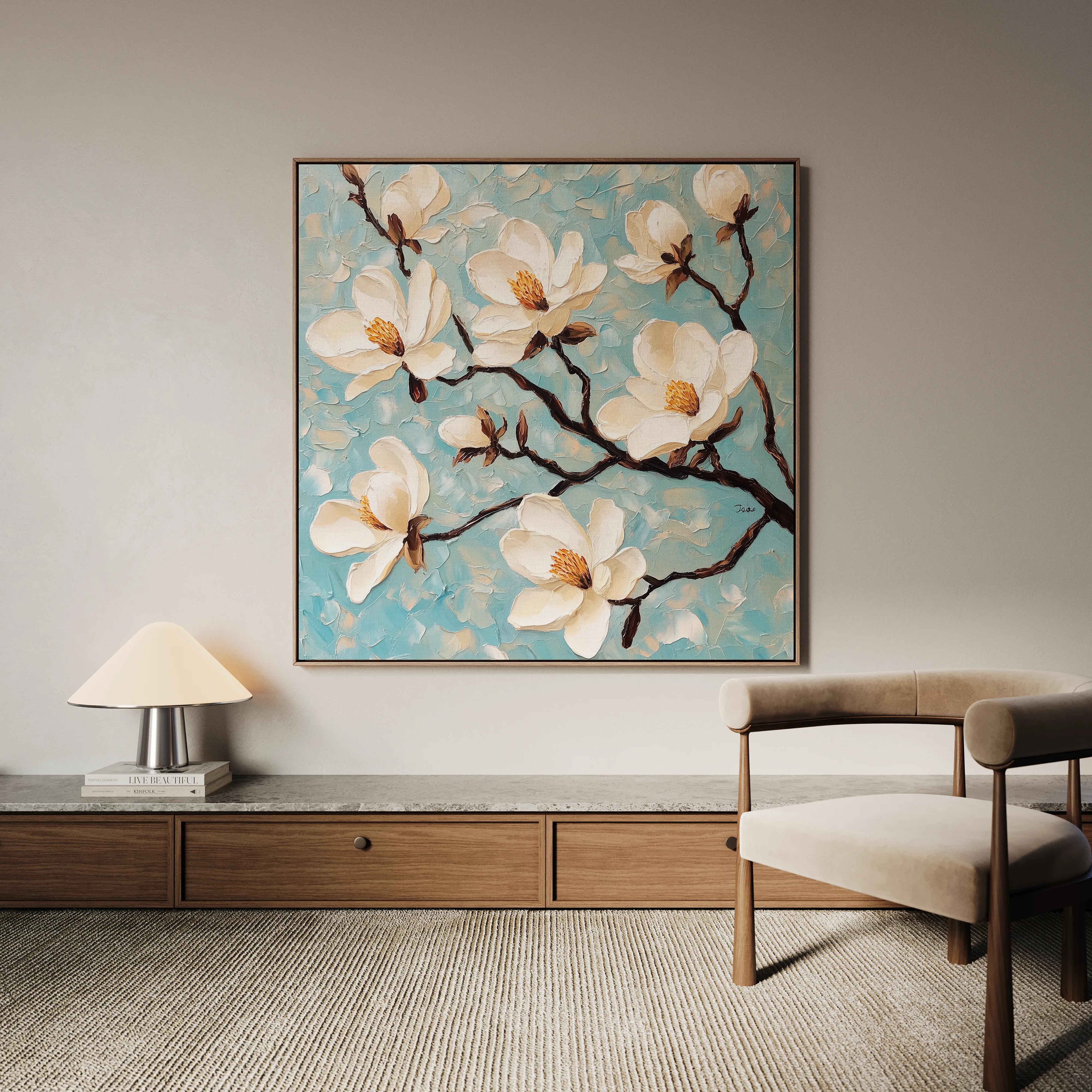 Floral 1331 Canvas Art 60 x 60 cm / Black