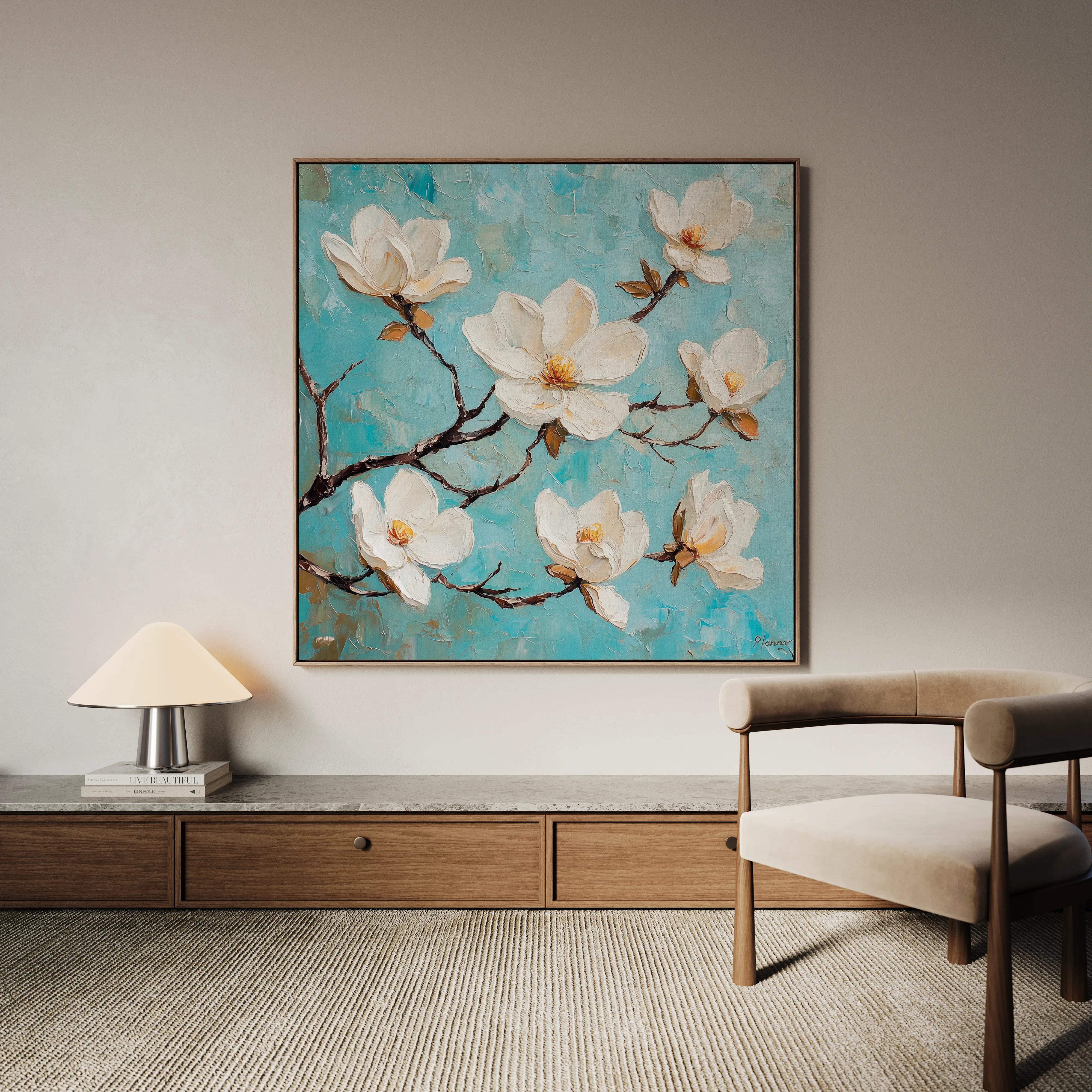 Floral 1332 Canvas Art 60 x 60 cm / Black