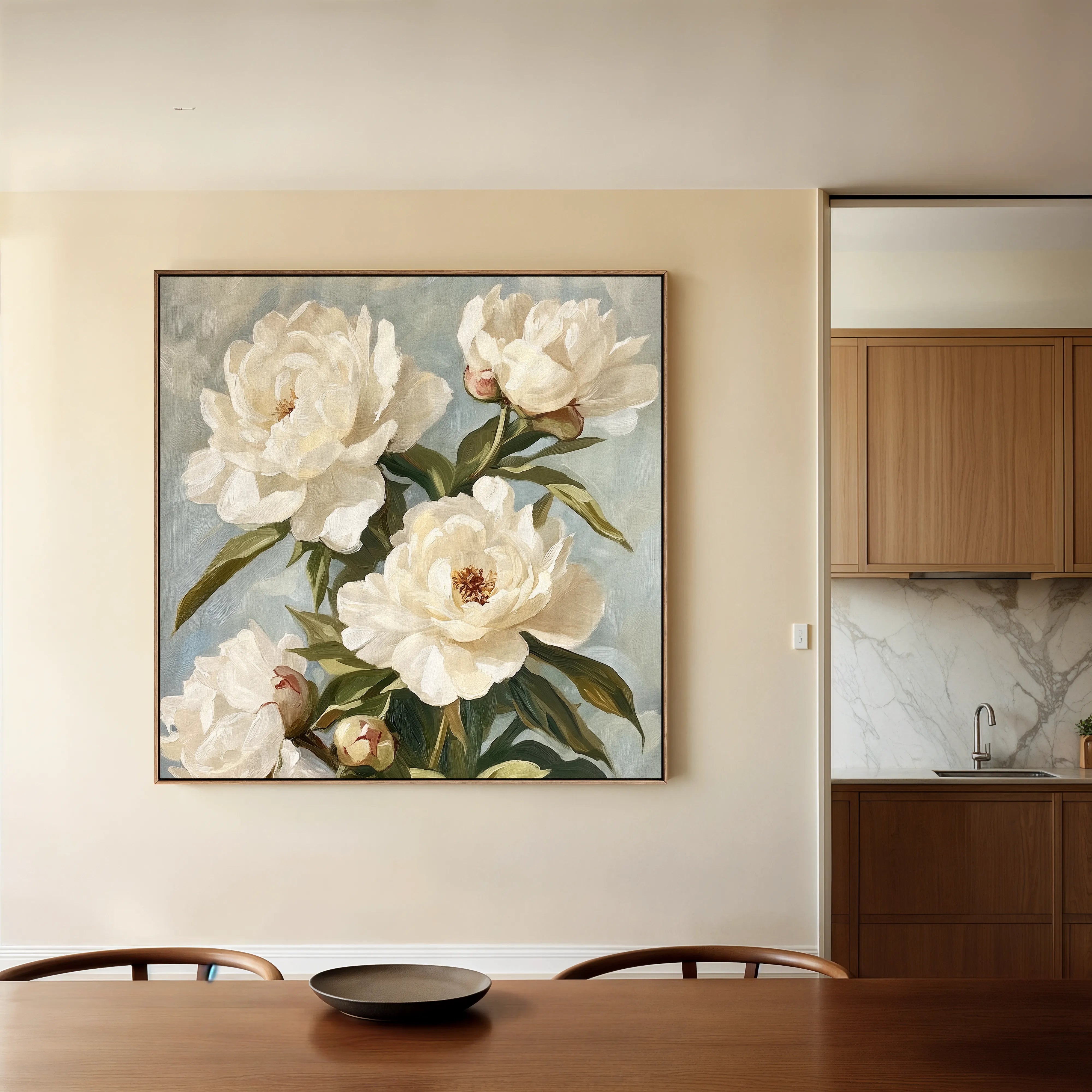 Floral 1333 Canvas Art 60 x 60 cm / Black