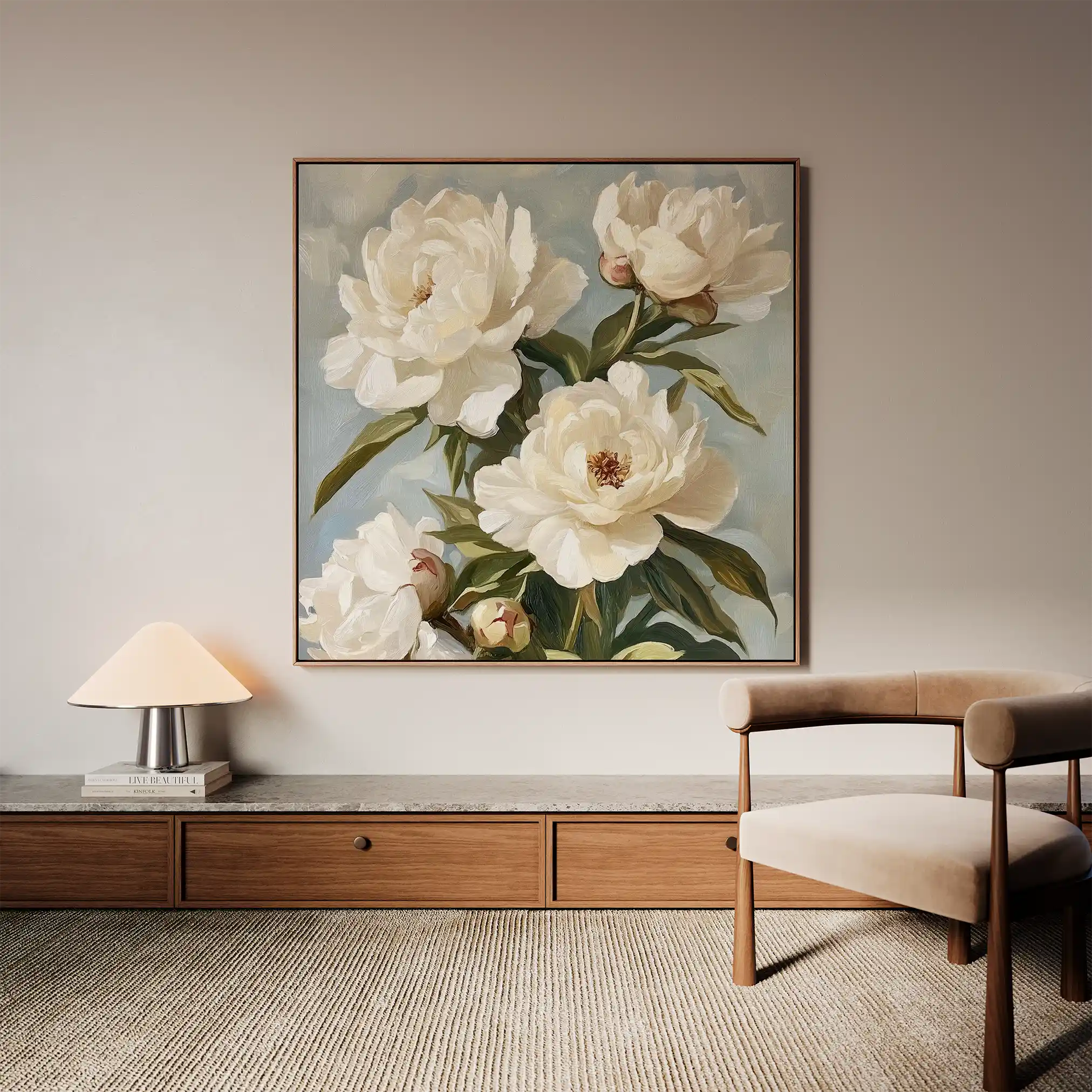 Floral 1333 Canvas Art 60 x 60 cm / Black