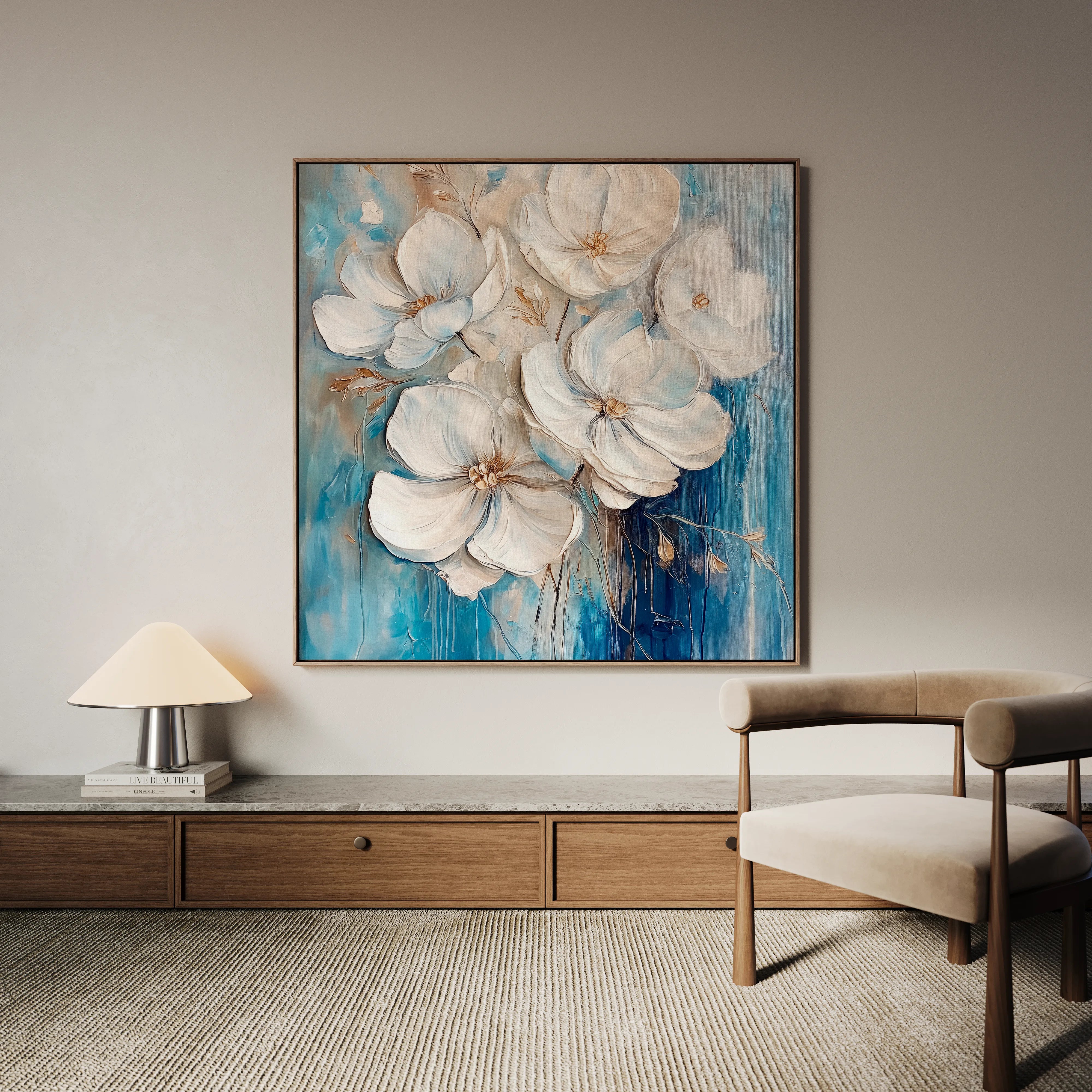 Floral 1334 Canvas Art 60 x 60 cm / Black