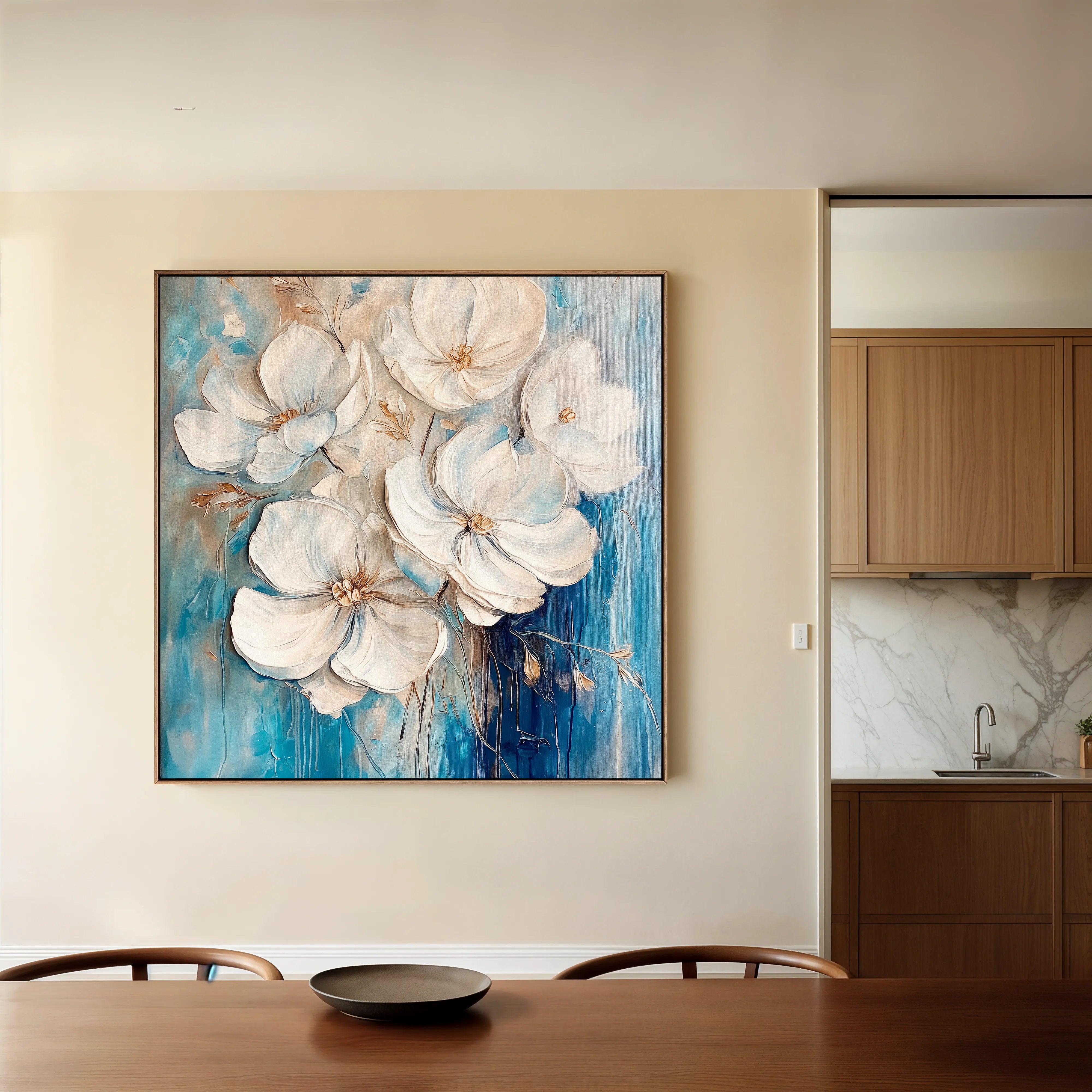 Floral 1334 Canvas Art 60 x 60 cm / Black