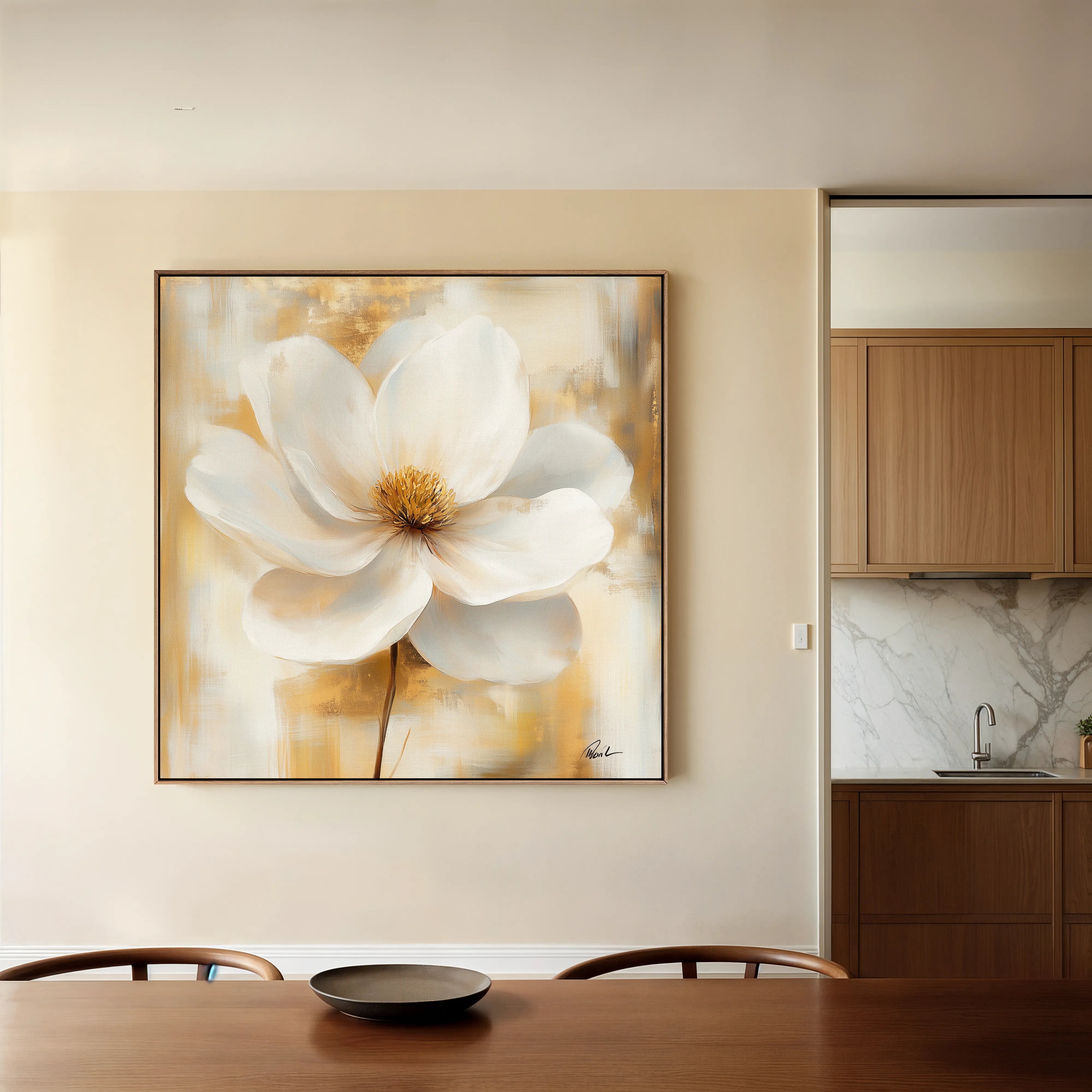 Floral 1336 Canvas Art 60 x 60 cm / Black