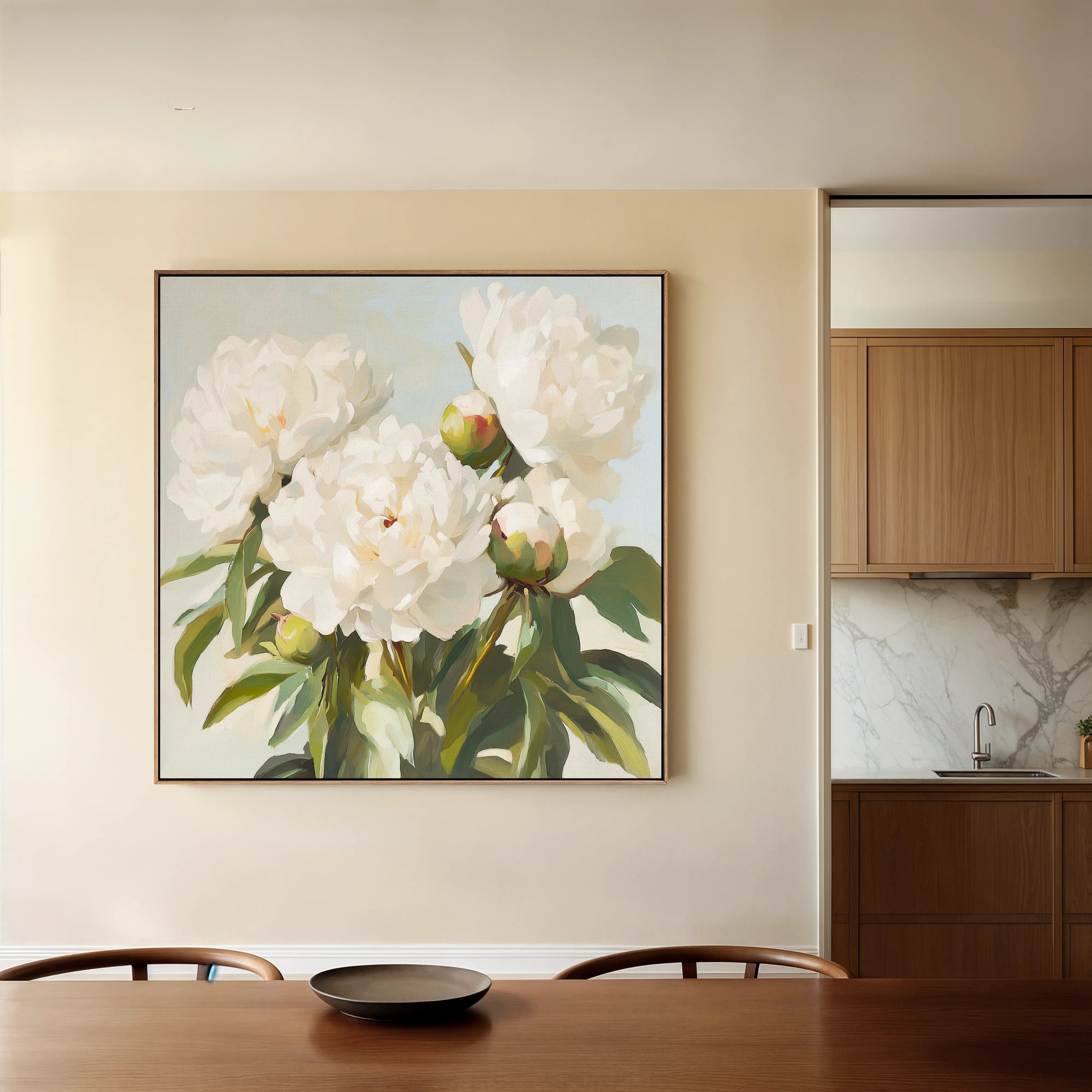 Floral 1339 Canvas Art 60 x 60 cm / Black