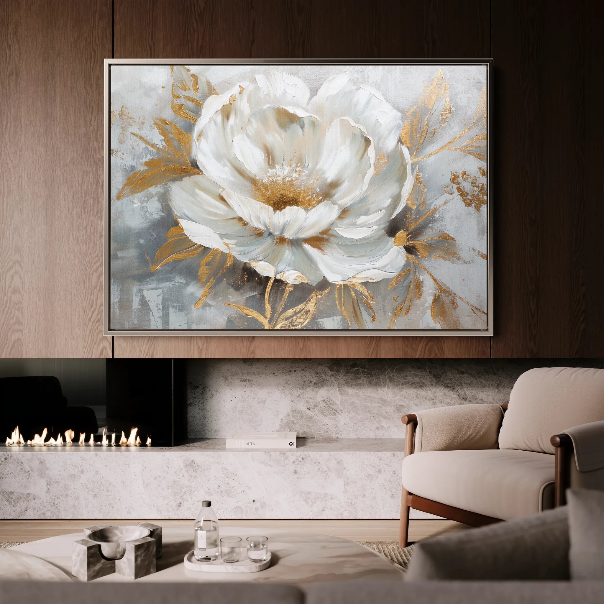 Floral 134 Canvas Art 60 x 40 cm / Black