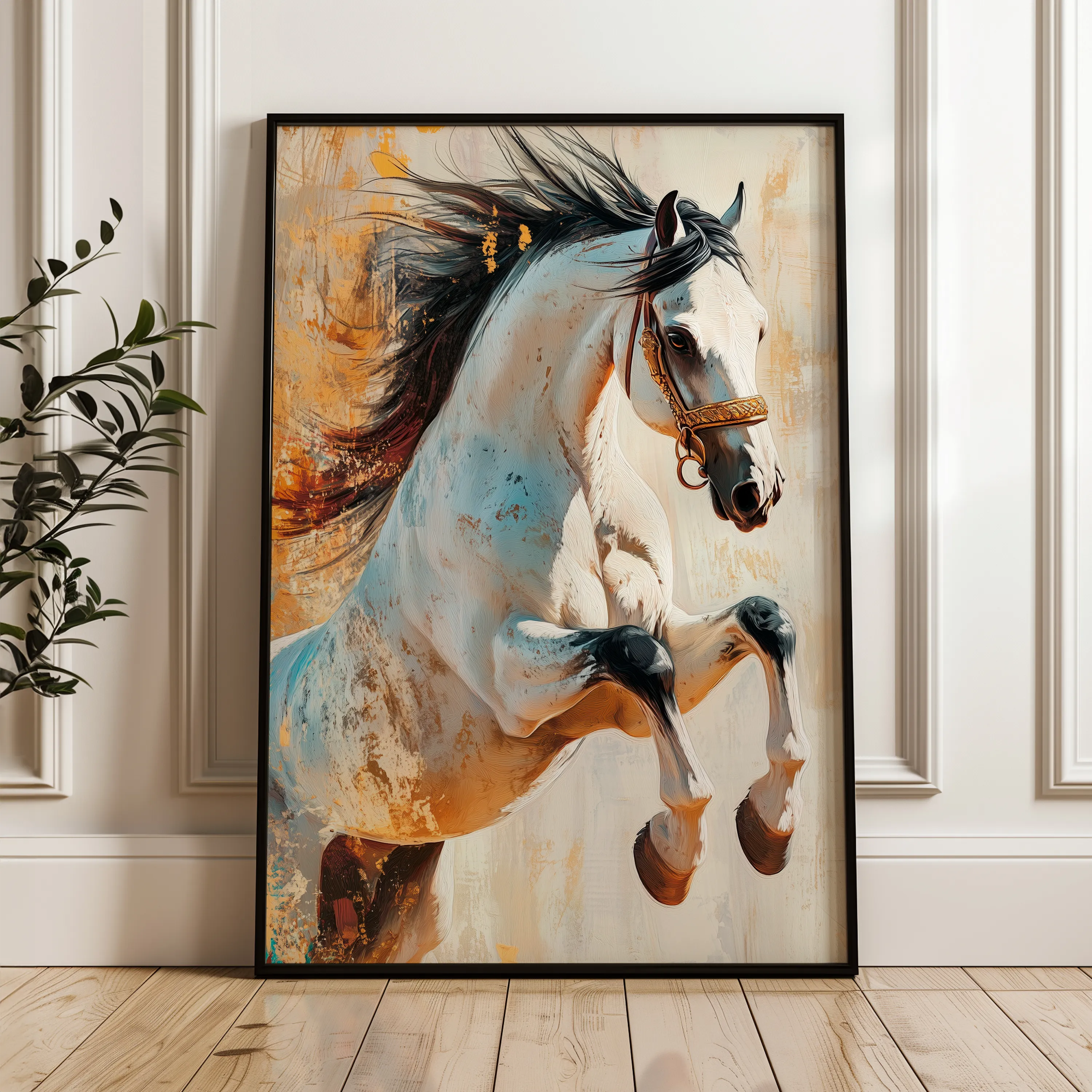 Horses 134 Canvas Art 60 x 40 cm / Black