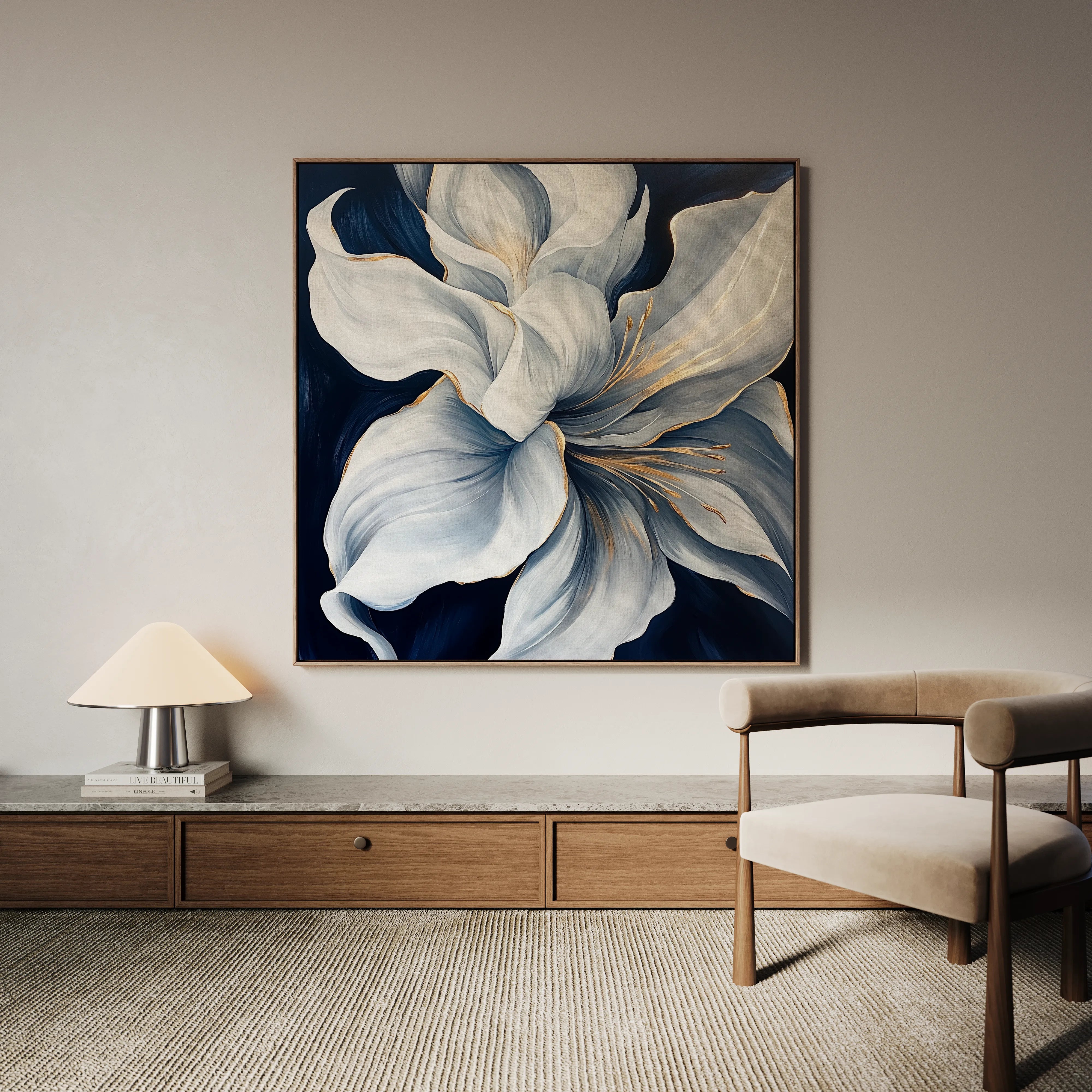 Floral 1341 Canvas Art 60 x 60 cm / Black