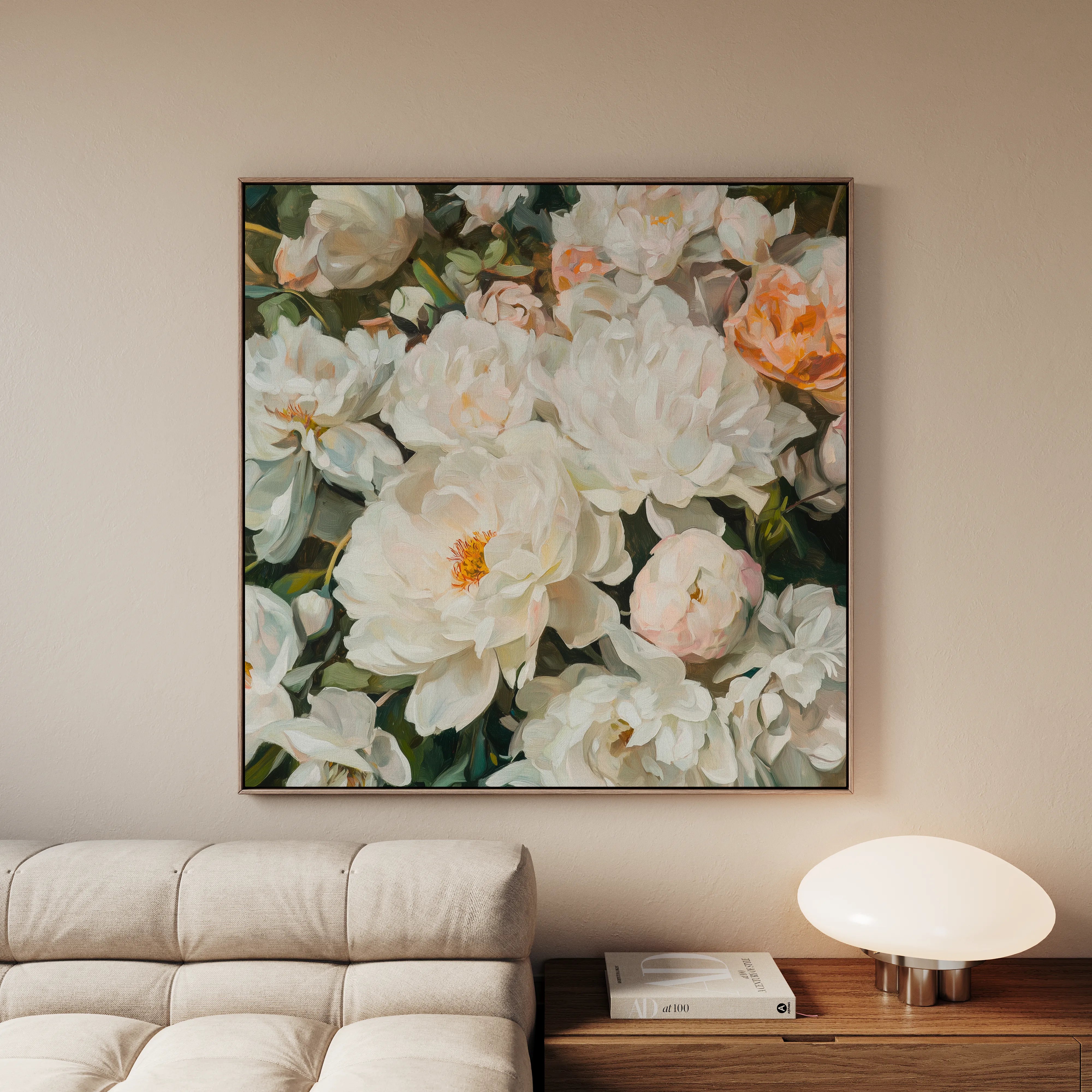 Floral 1344 Canvas Art 60 x 60 cm / Black