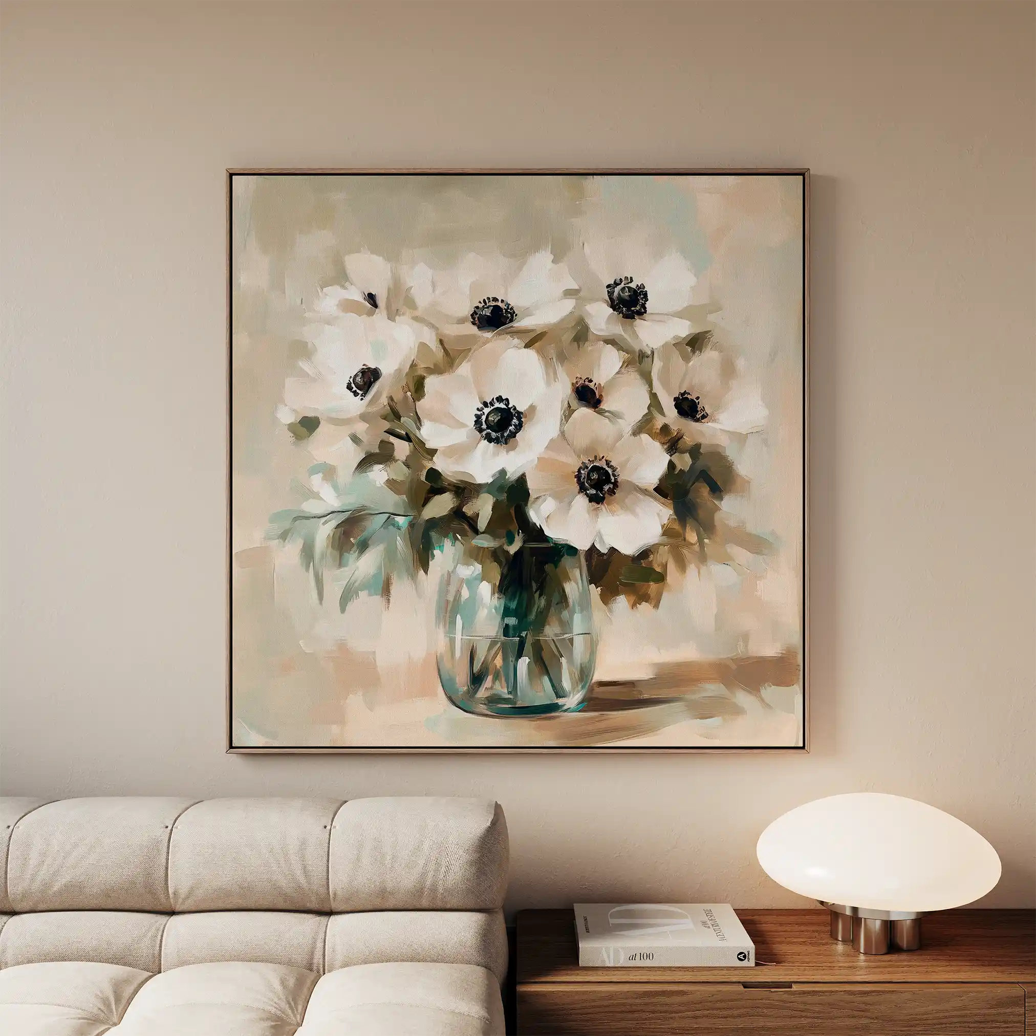 Floral 1345 Canvas Art 60 x 60 cm / Black