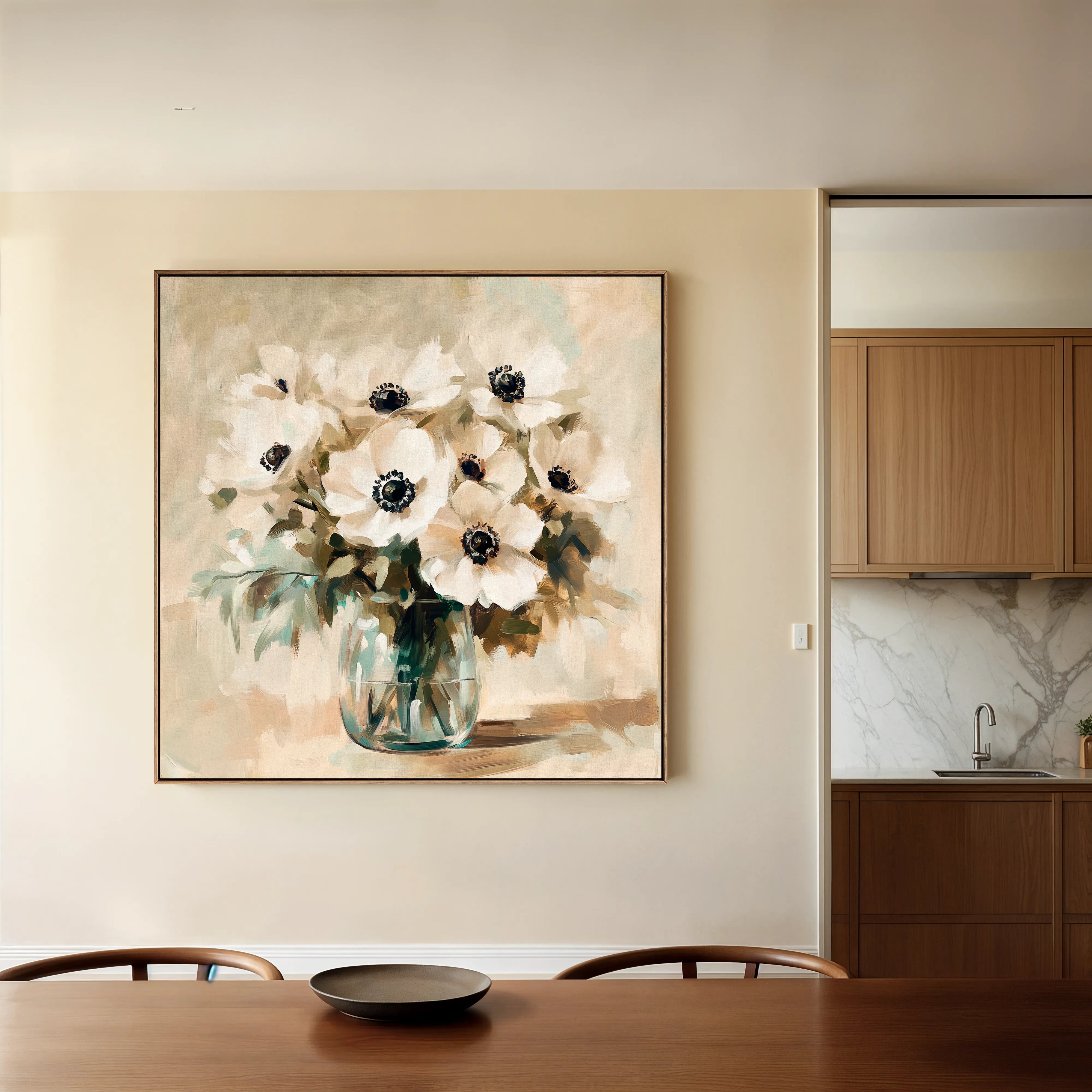 Floral 1345 Canvas Art 60 x 60 cm / Black