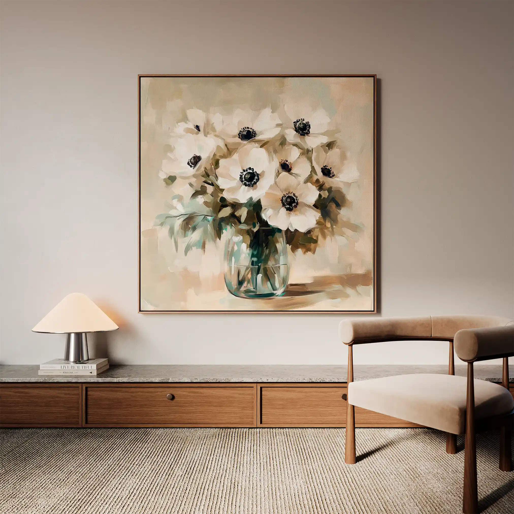 Floral 1345 Canvas Art 60 x 60 cm / Black