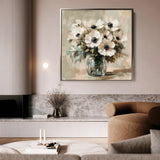 Floral 1345 Canvas Art 60 x 60 cm / Black