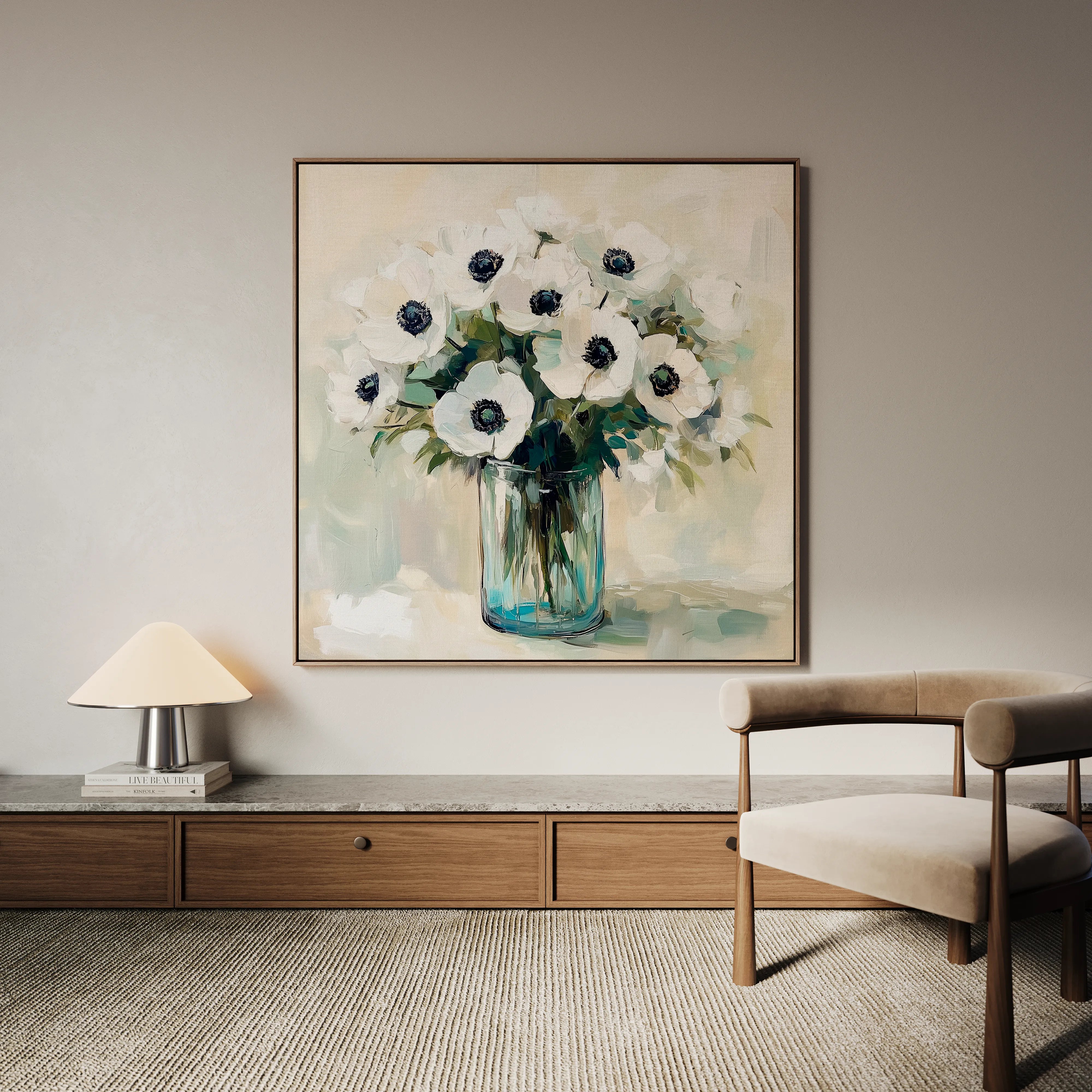 Floral 1346 Canvas Art 60 x 60 cm / Black