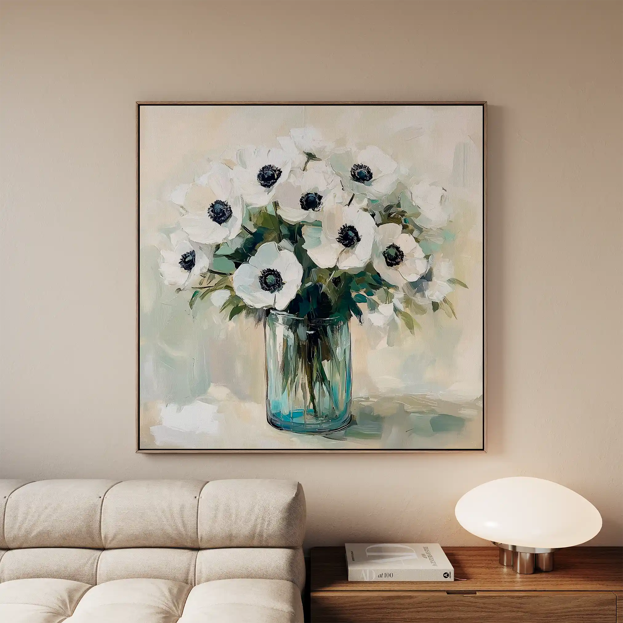 Floral 1346 Canvas Art 60 x 60 cm / Black