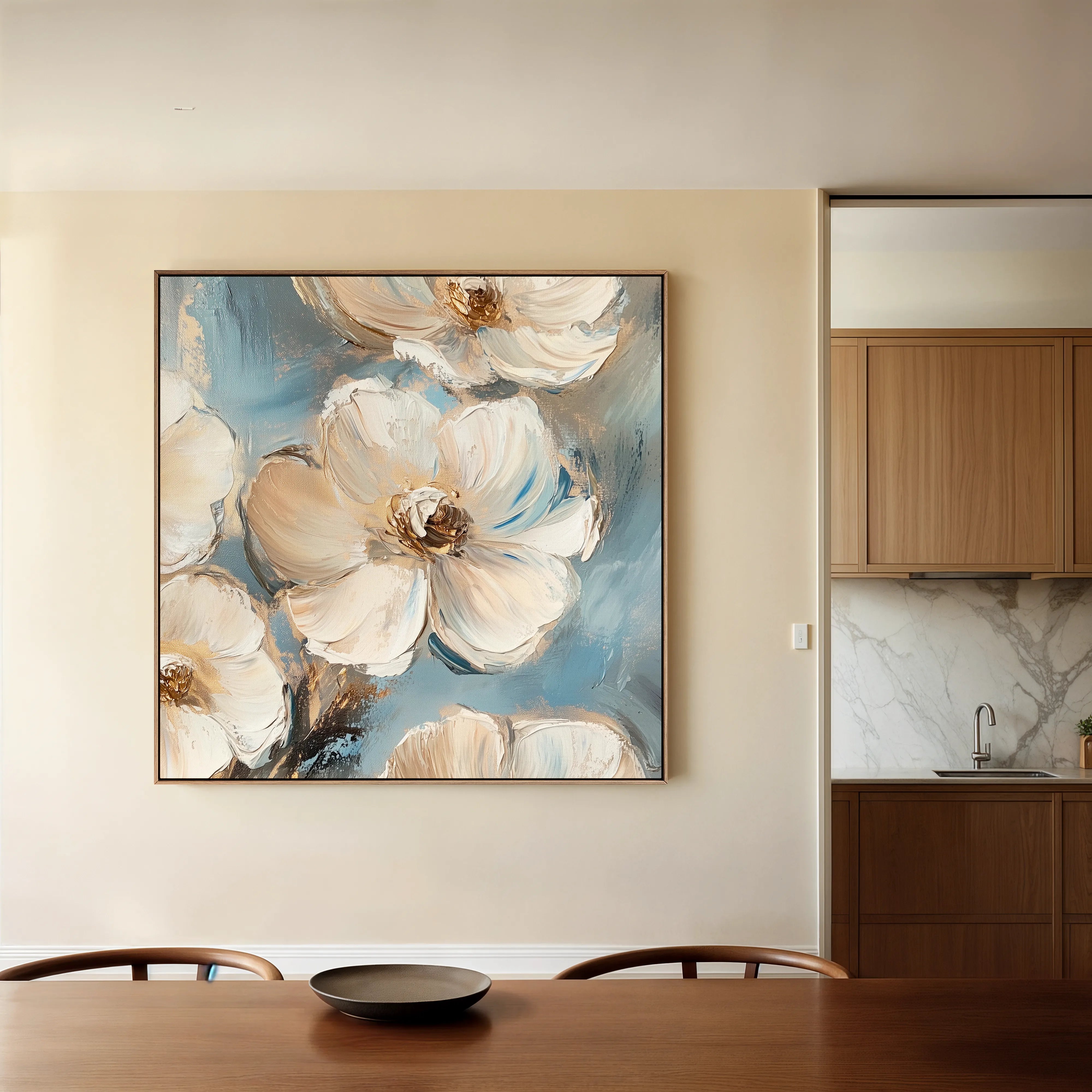 Floral 1348 Canvas Art 60 x 60 cm / Black