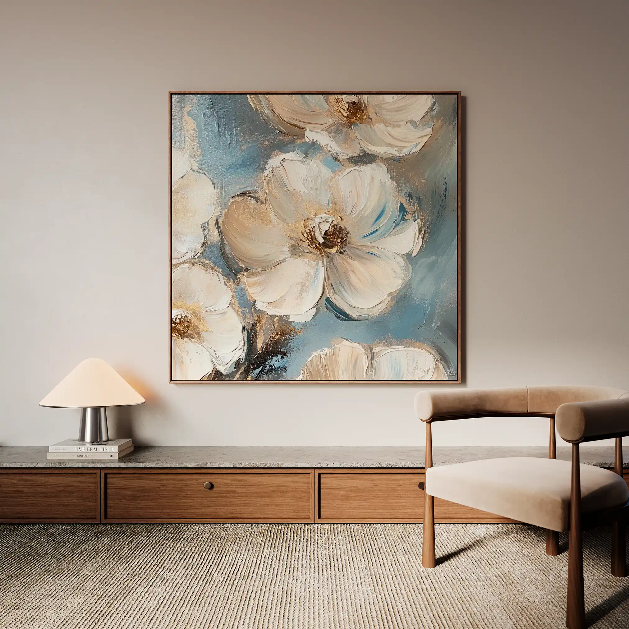 Floral 1348 Canvas Art 60 x 60 cm / Black