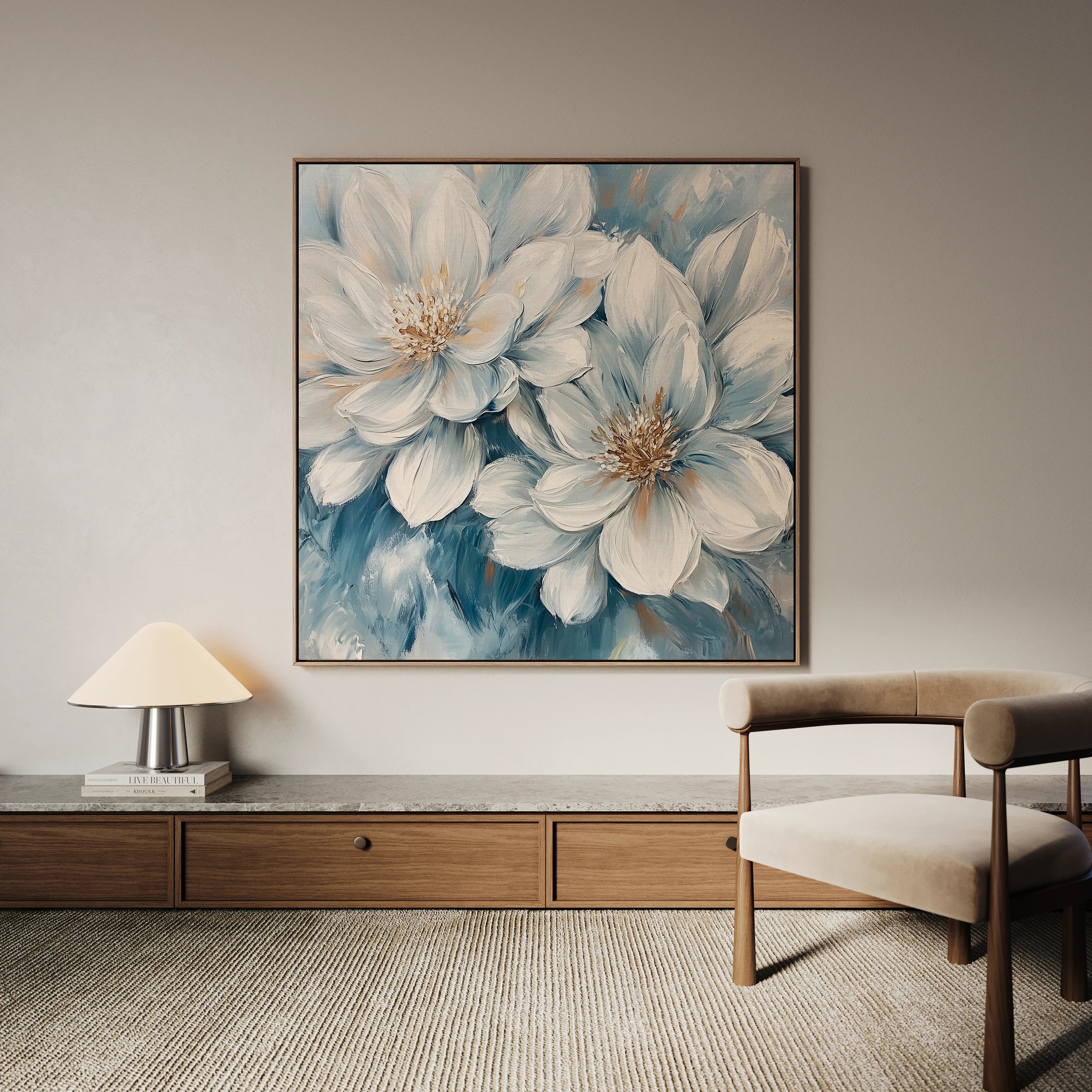 Floral 1349 Canvas Art 60 x 60 cm / Black