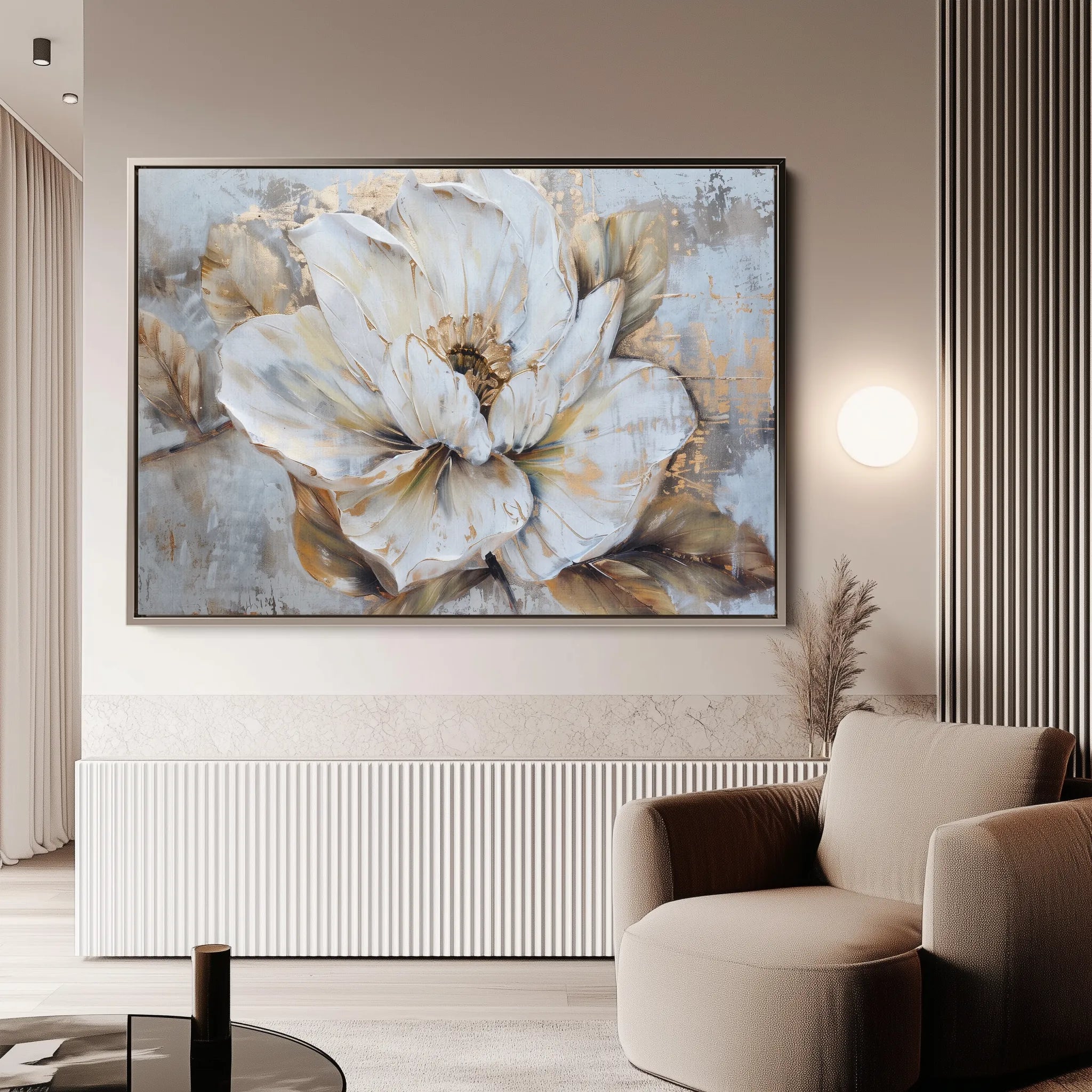 Floral 135 Canvas Art 60 x 40 cm / Black