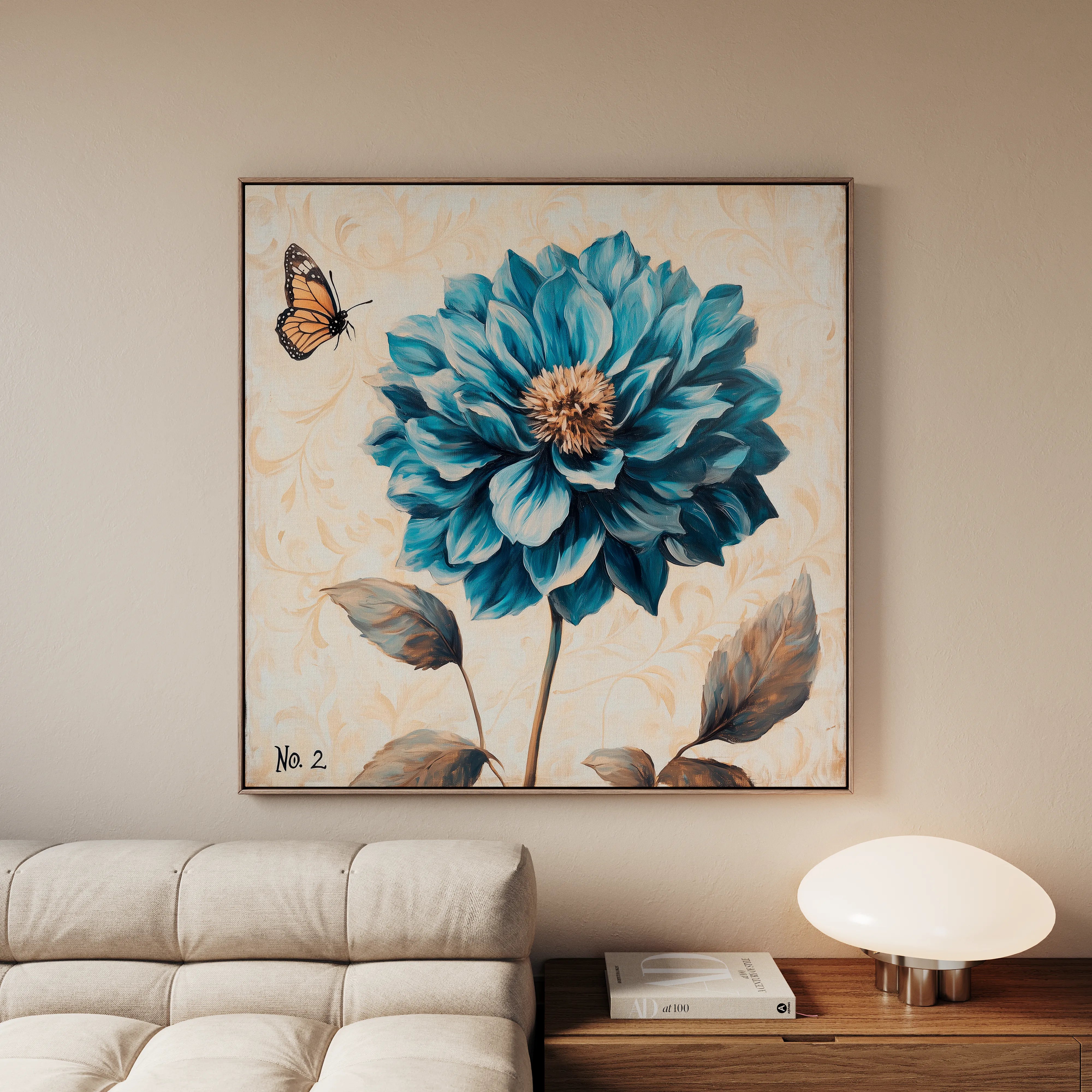 Floral 1350 Canvas Art 60 x 60 cm / Black