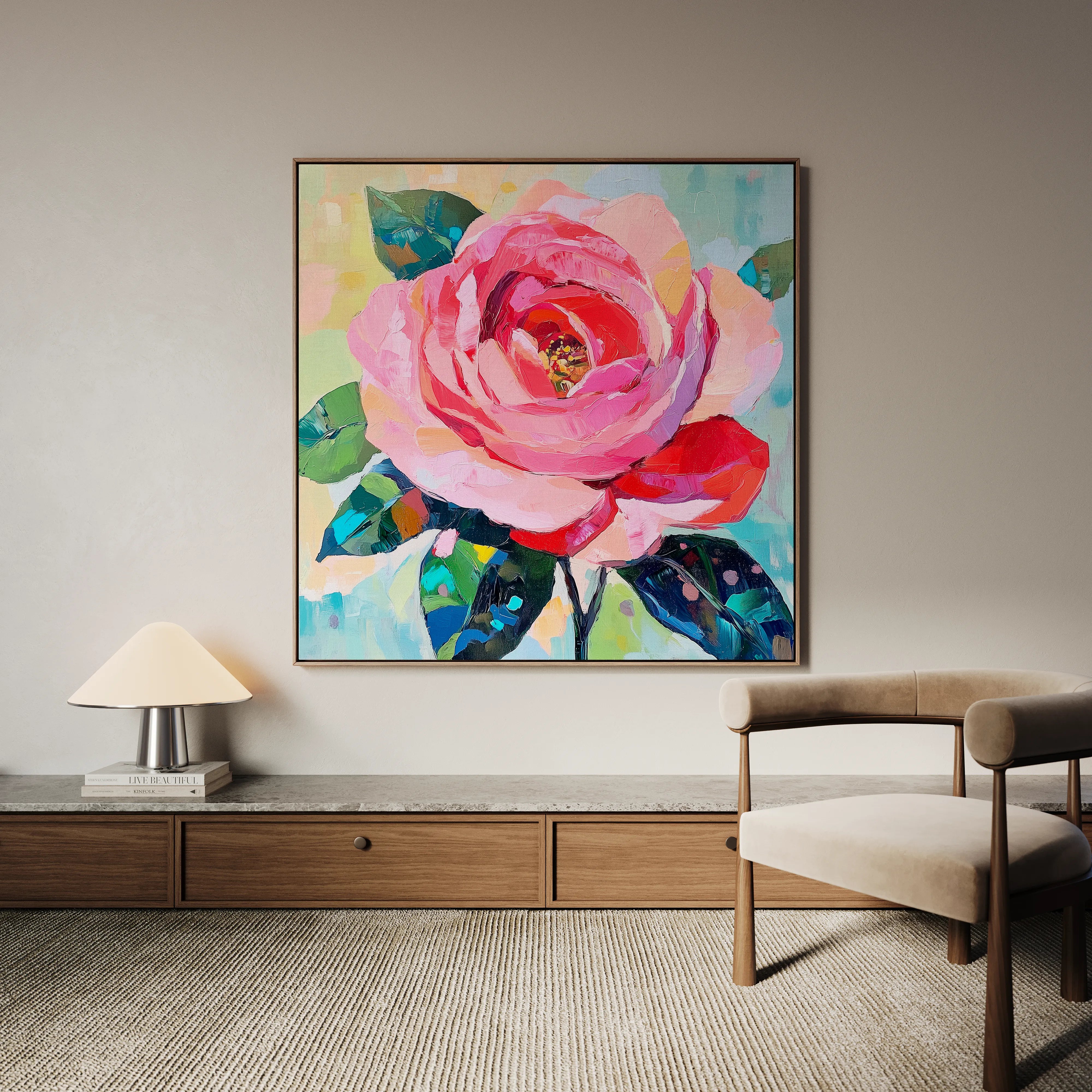 Floral 1352 Canvas Art 60 x 60 cm / Black