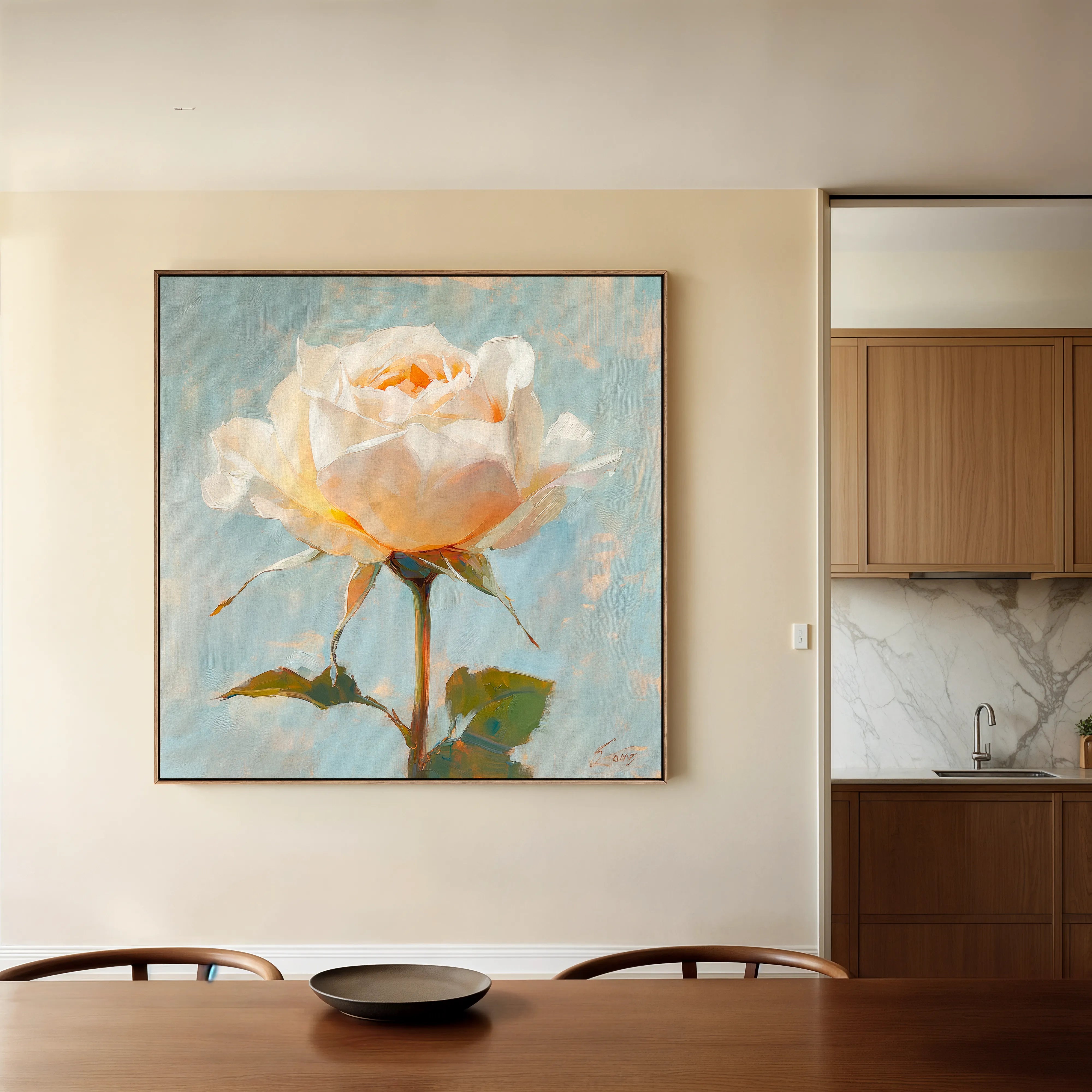 Floral 1354 Canvas Art 60 x 60 cm / Black