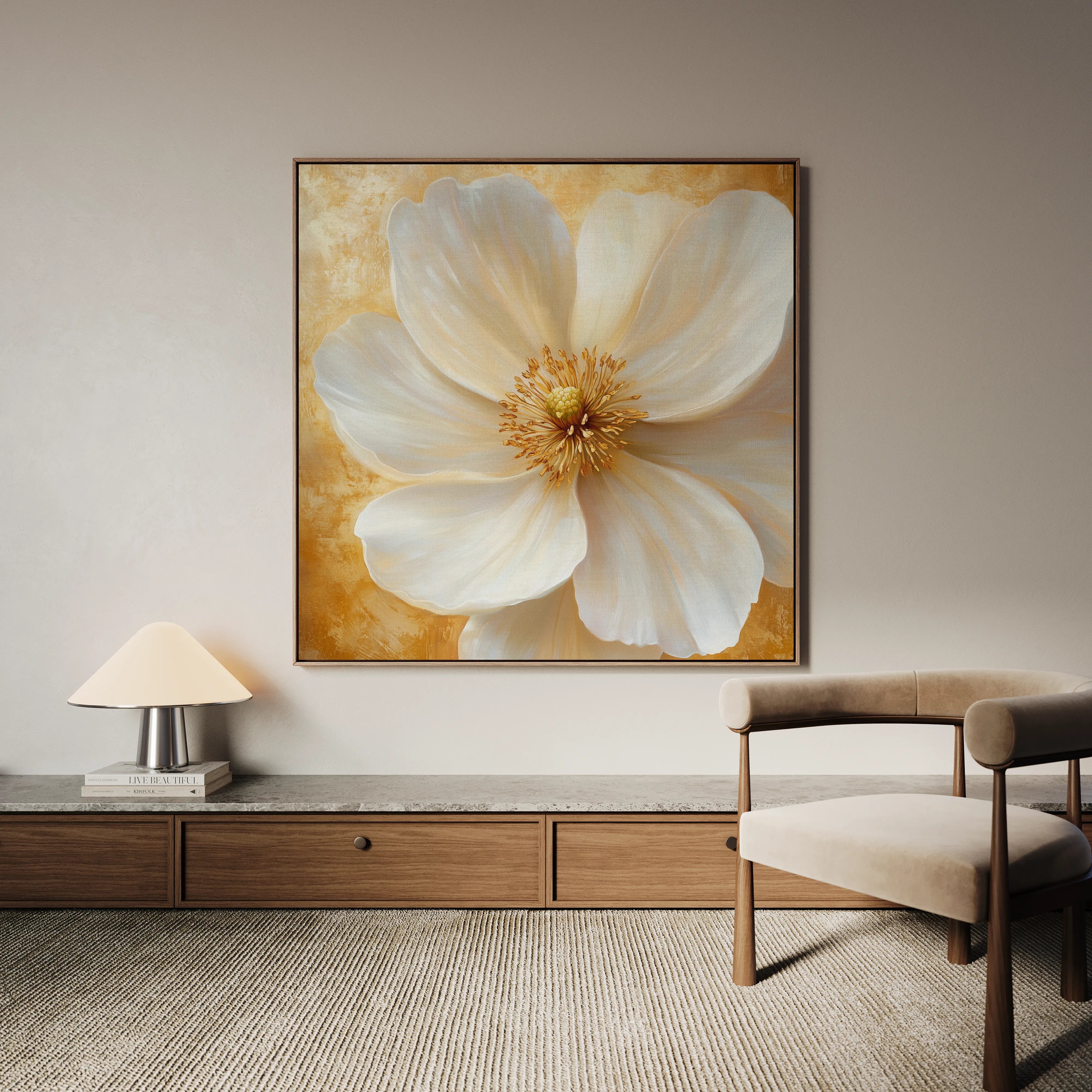 Floral 1356 Canvas Art 60 x 60 cm / Black