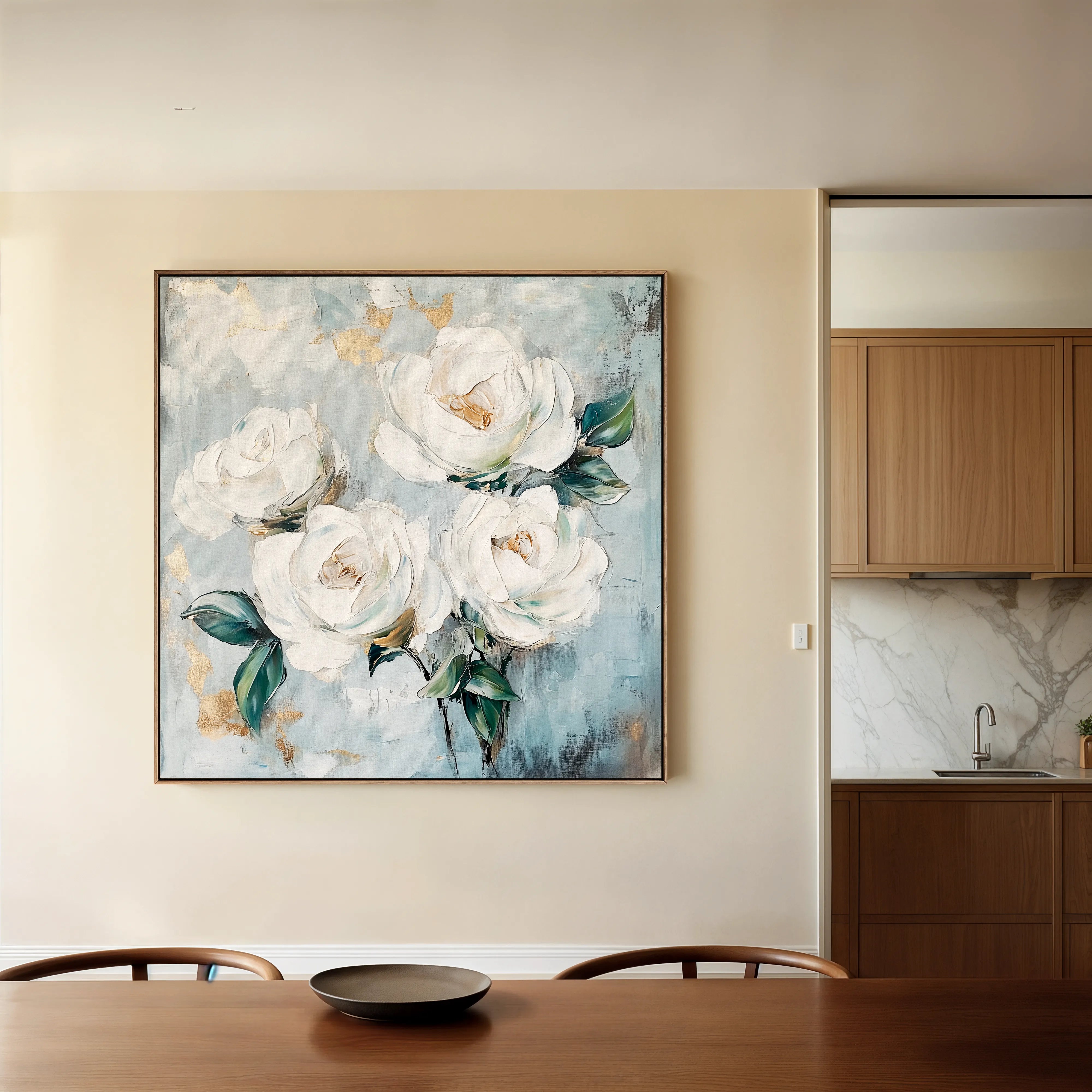 Floral 1357 Canvas Art 60 x 60 cm / Black