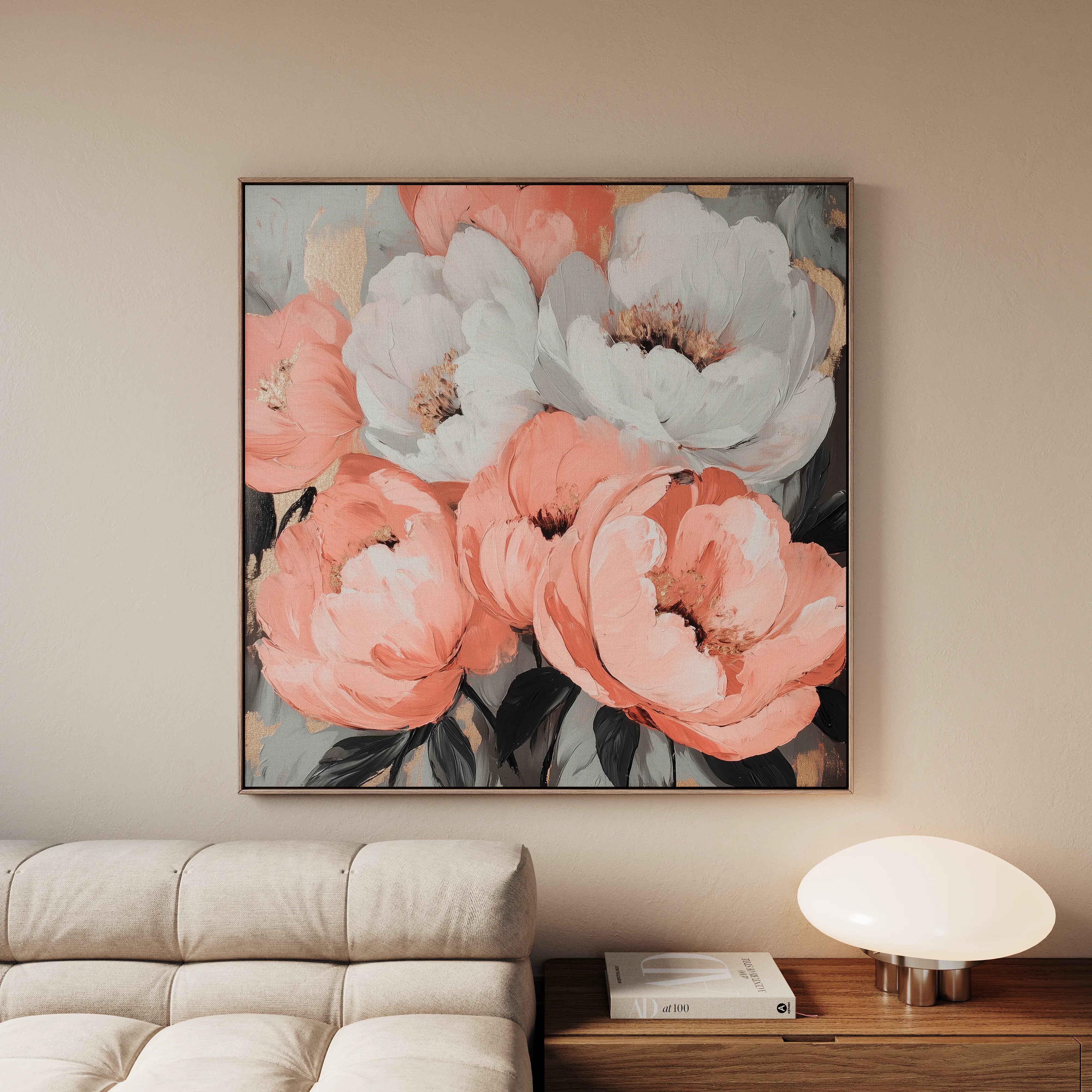 Floral 1359 Canvas Art 60 x 60 cm / Black