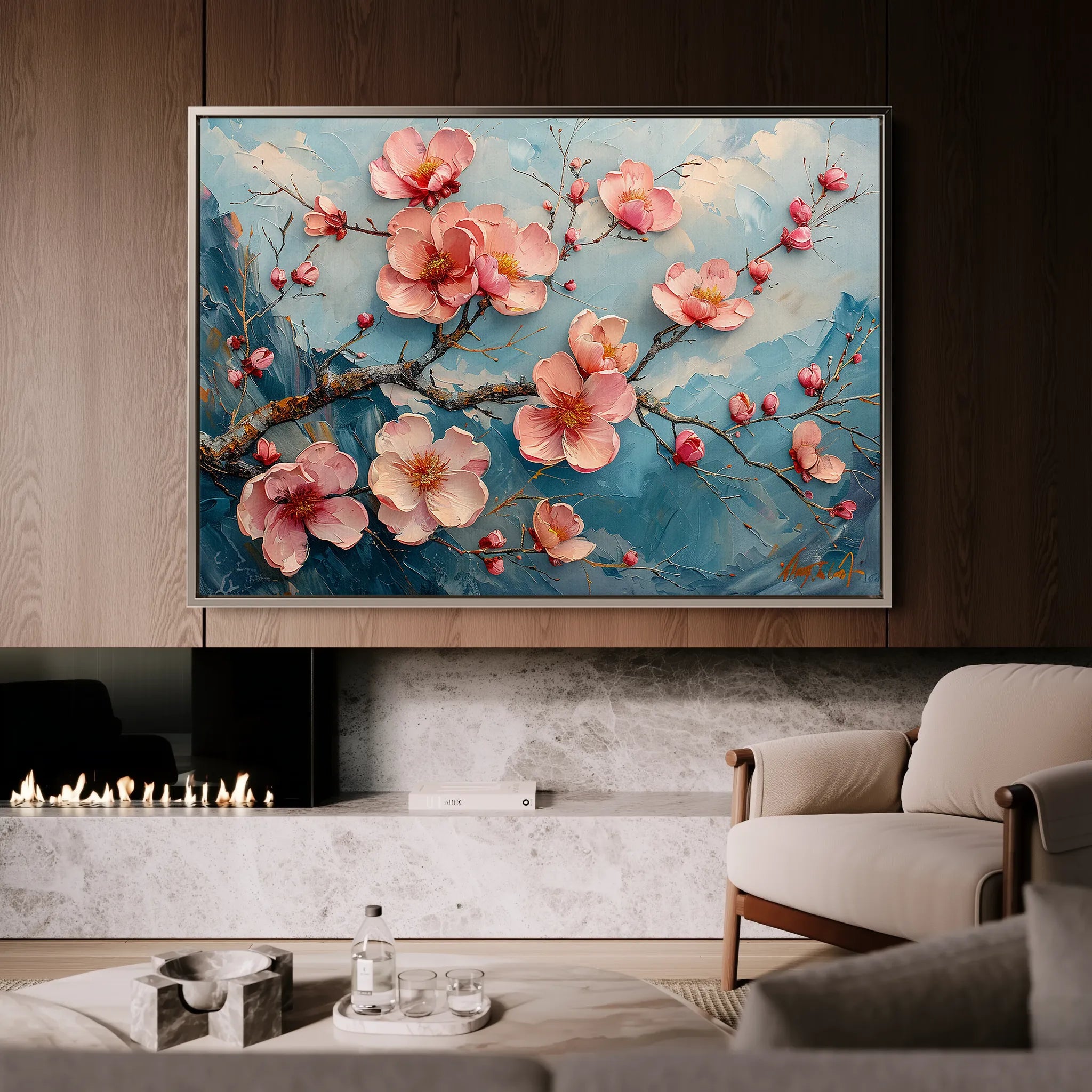 Floral 136 Canvas Art 60 x 40 cm / Black