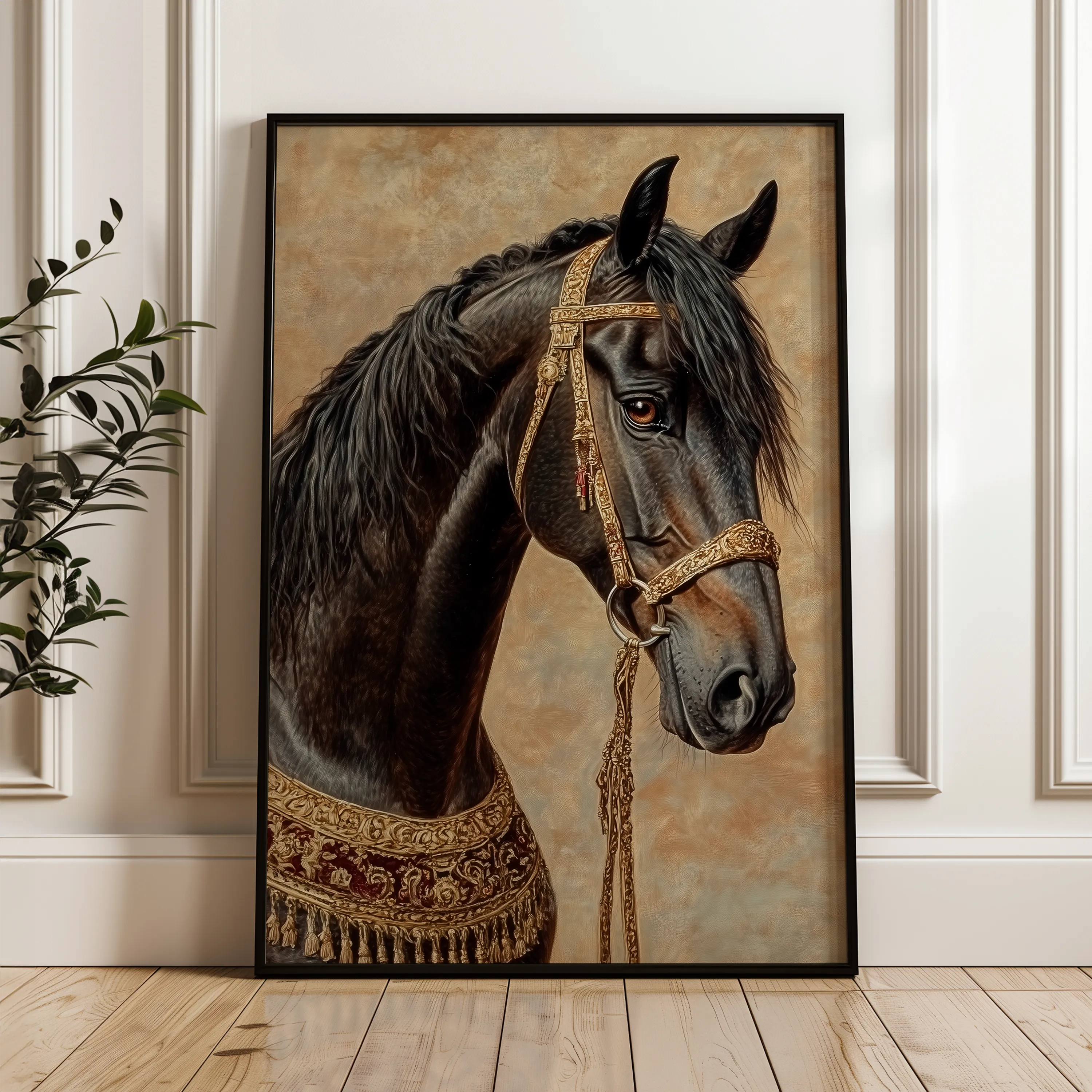 Horses 136 Canvas Art 60 x 40 cm / Black
