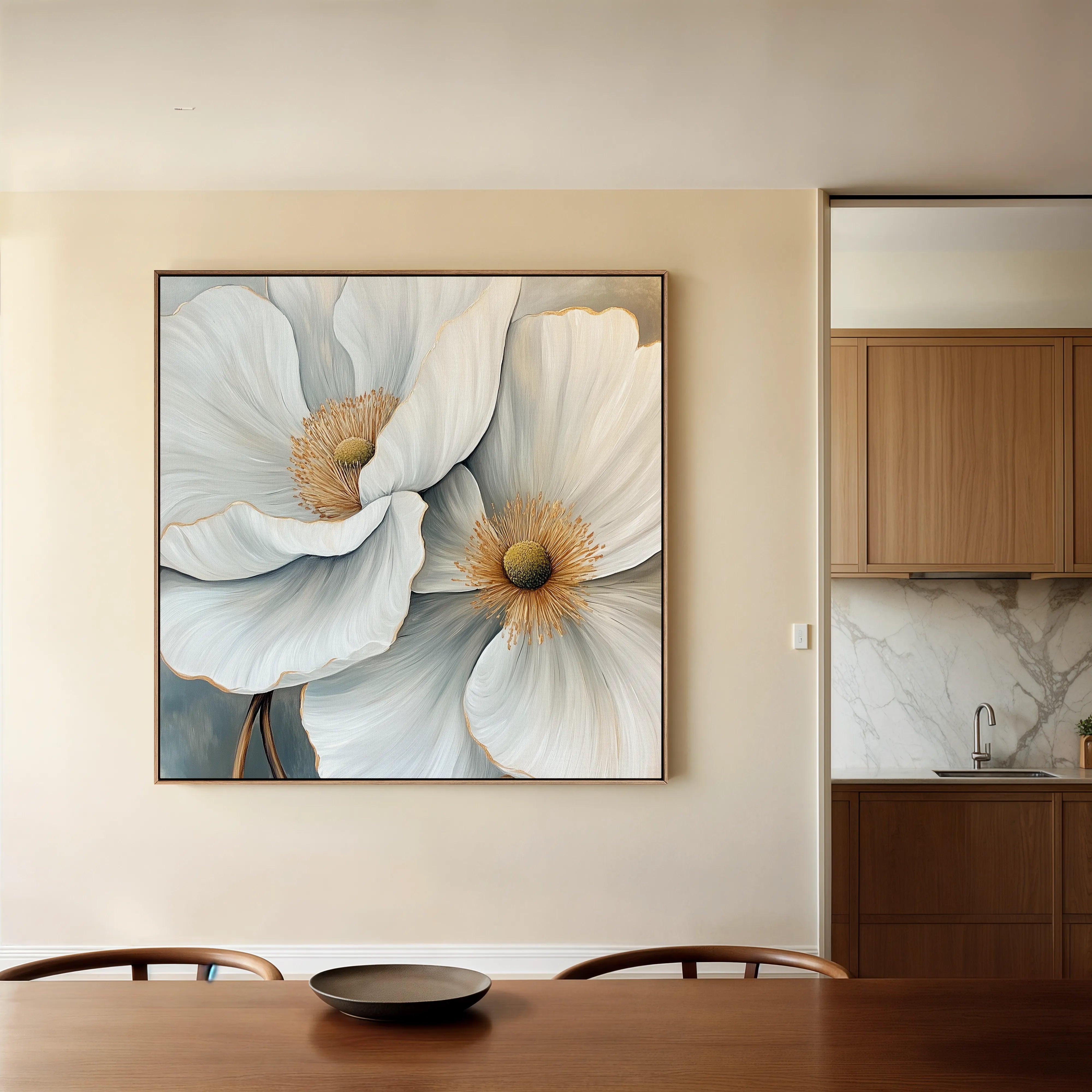 Floral 1360 Canvas Art 60 x 60 cm / Black