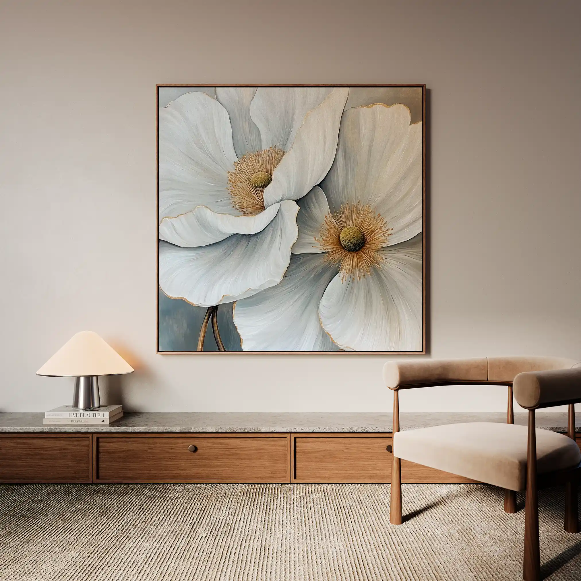 Floral 1360 Canvas Art 60 x 60 cm / Black