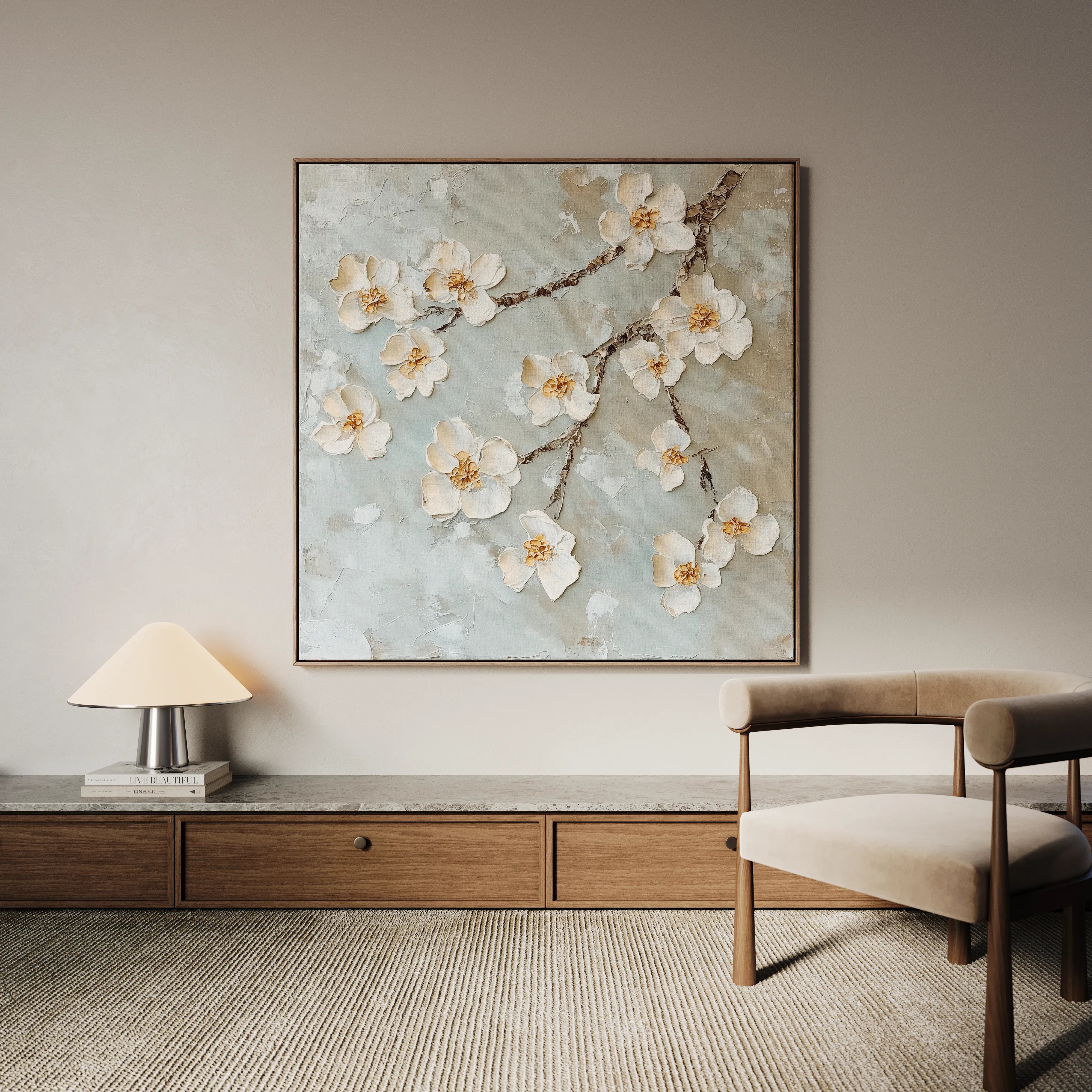Floral 1361 Canvas Art 60 x 60 cm / Black