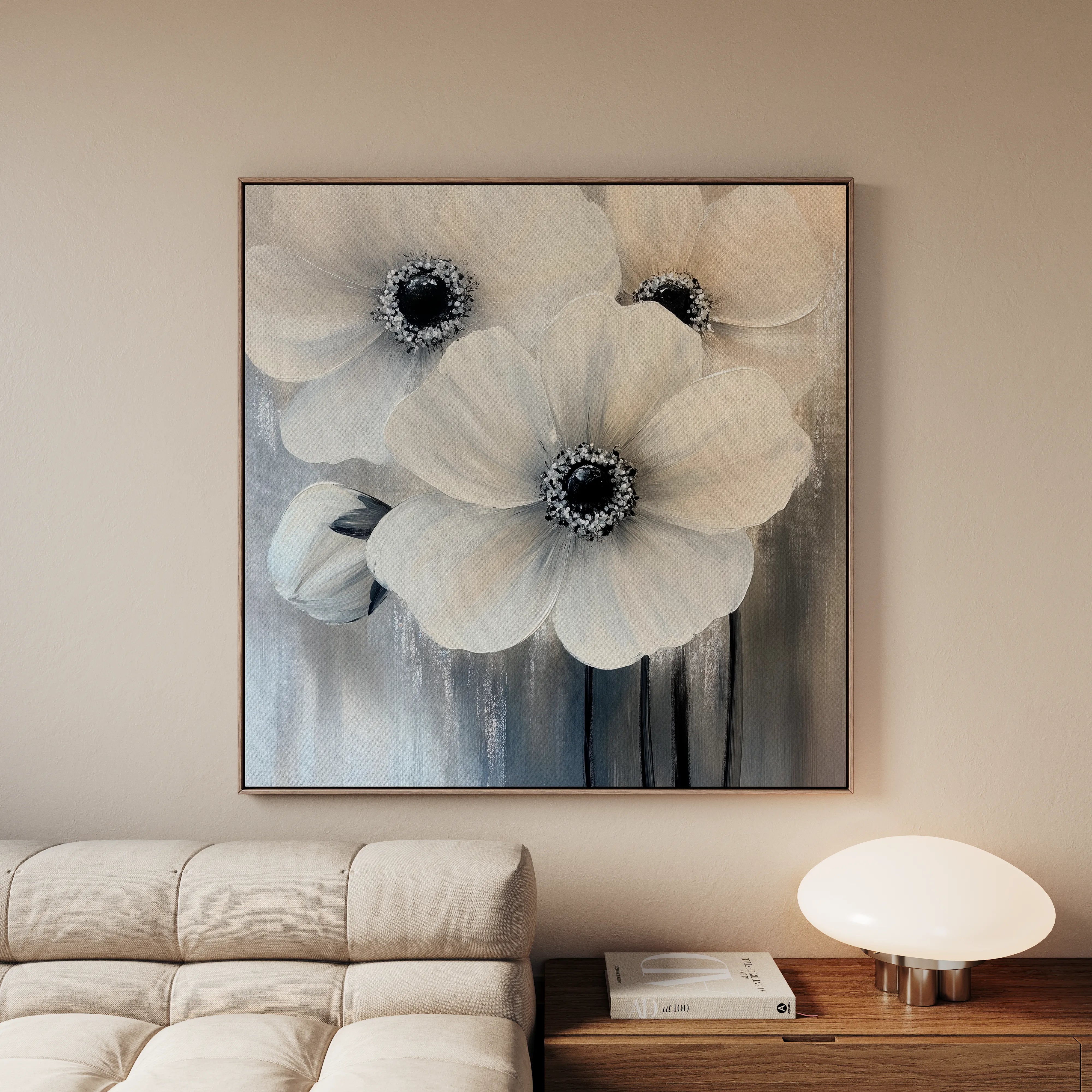 Floral 1362 Canvas Art 60 x 60 cm / Black