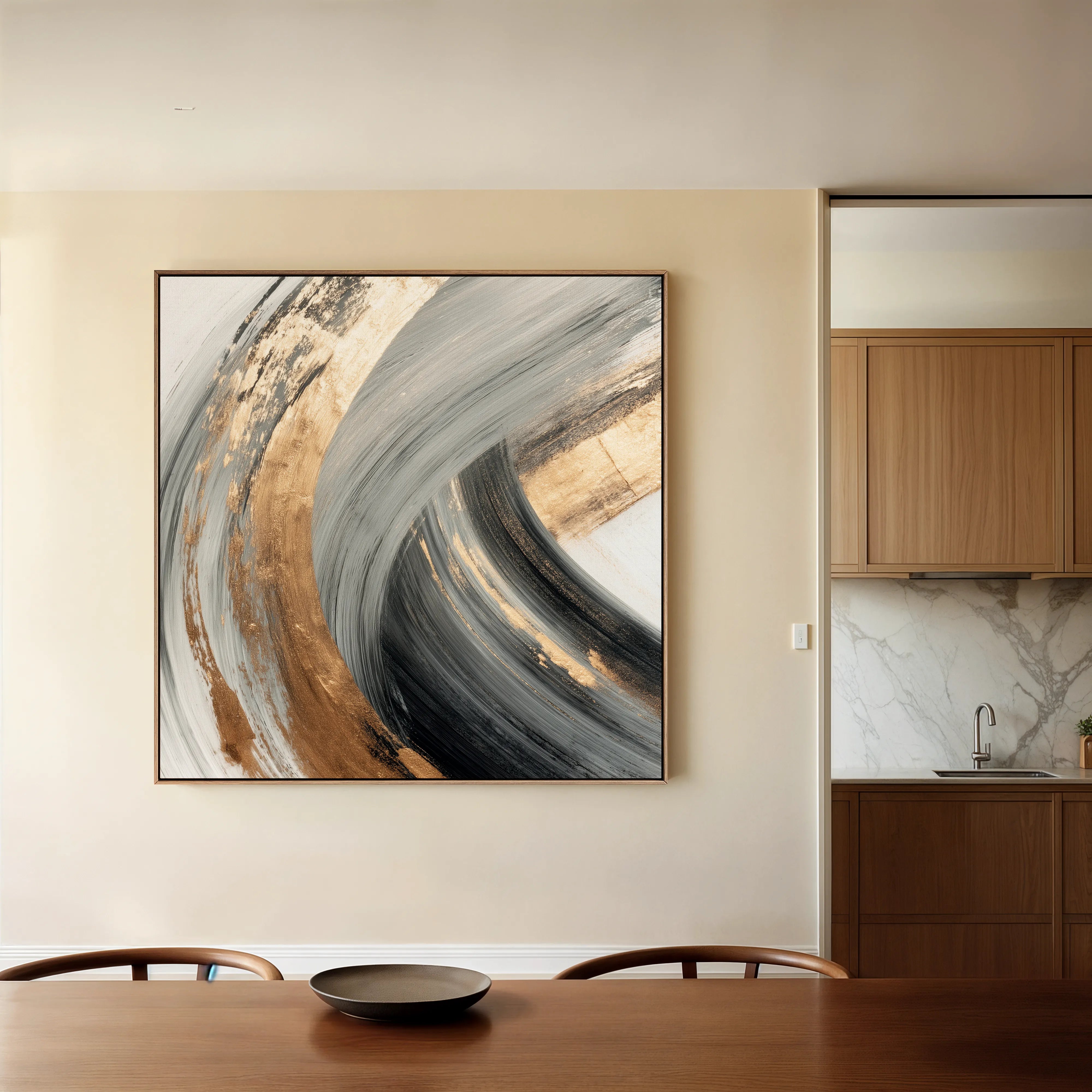 Abstract 1363 Canvas Art 60 x 60 cm / Black