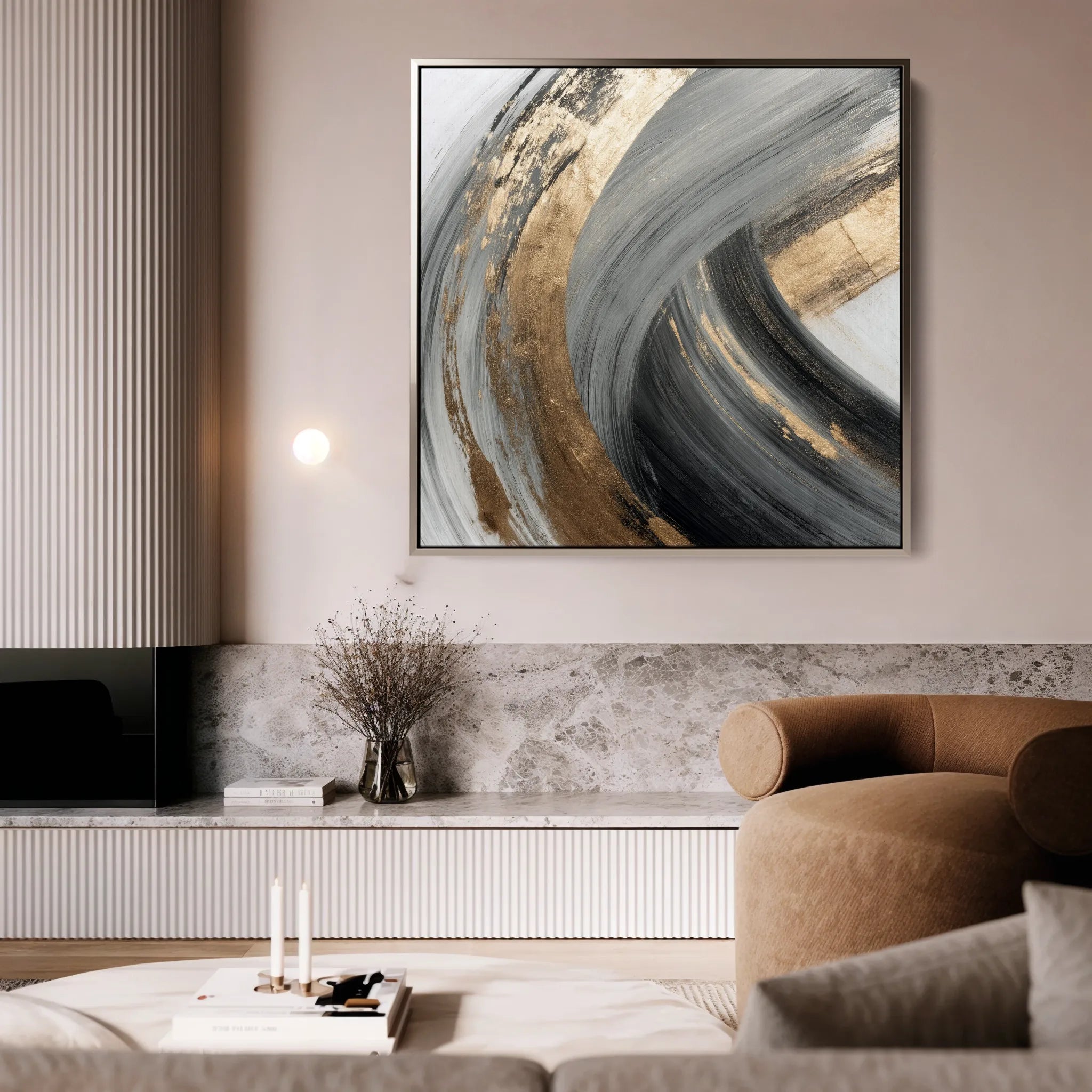 Abstract 1363 Canvas Art 60 x 60 cm / Black