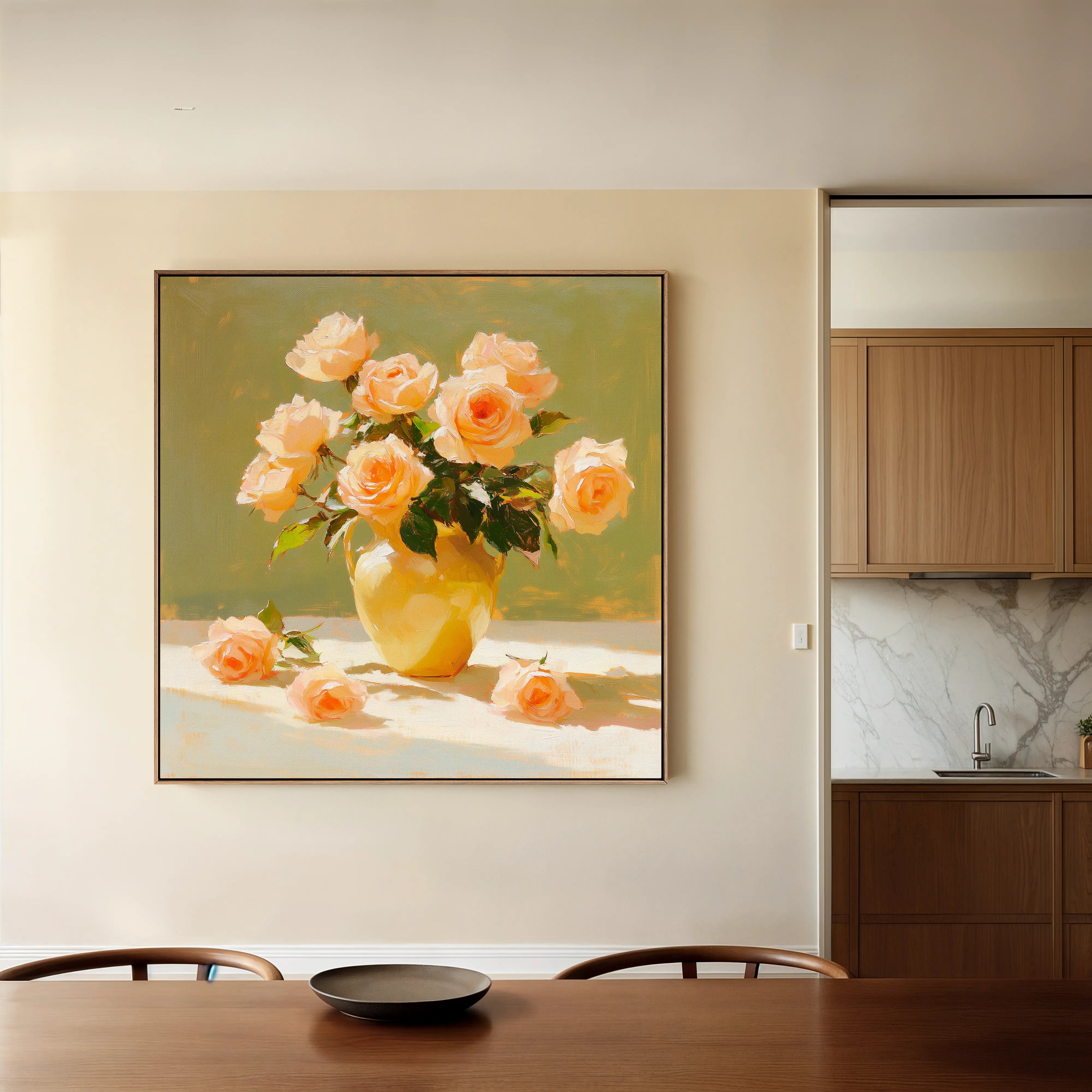 Floral 1363 Canvas Art 60 x 60 cm / Black