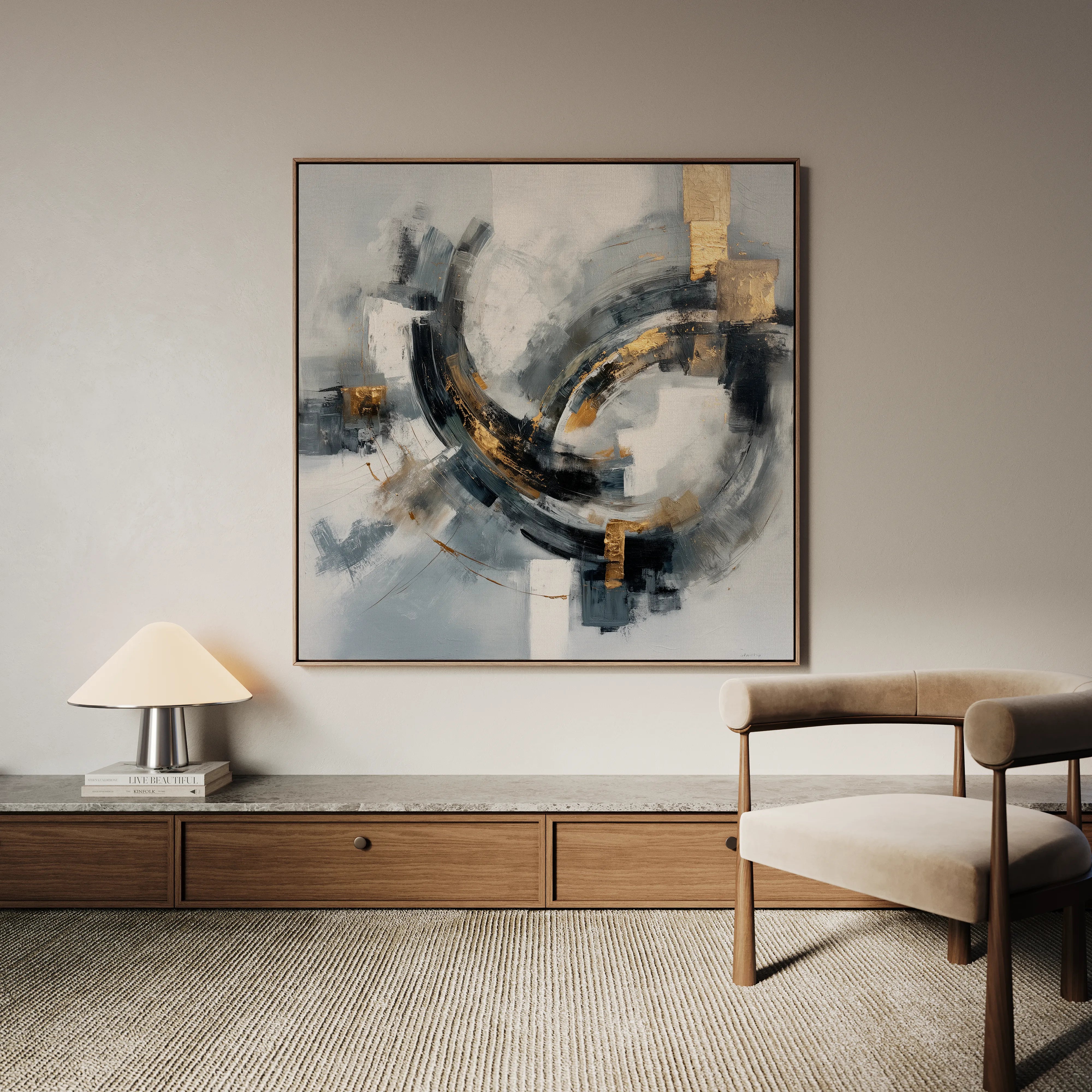 Abstract 1364 Canvas Art 60 x 60 cm / Black