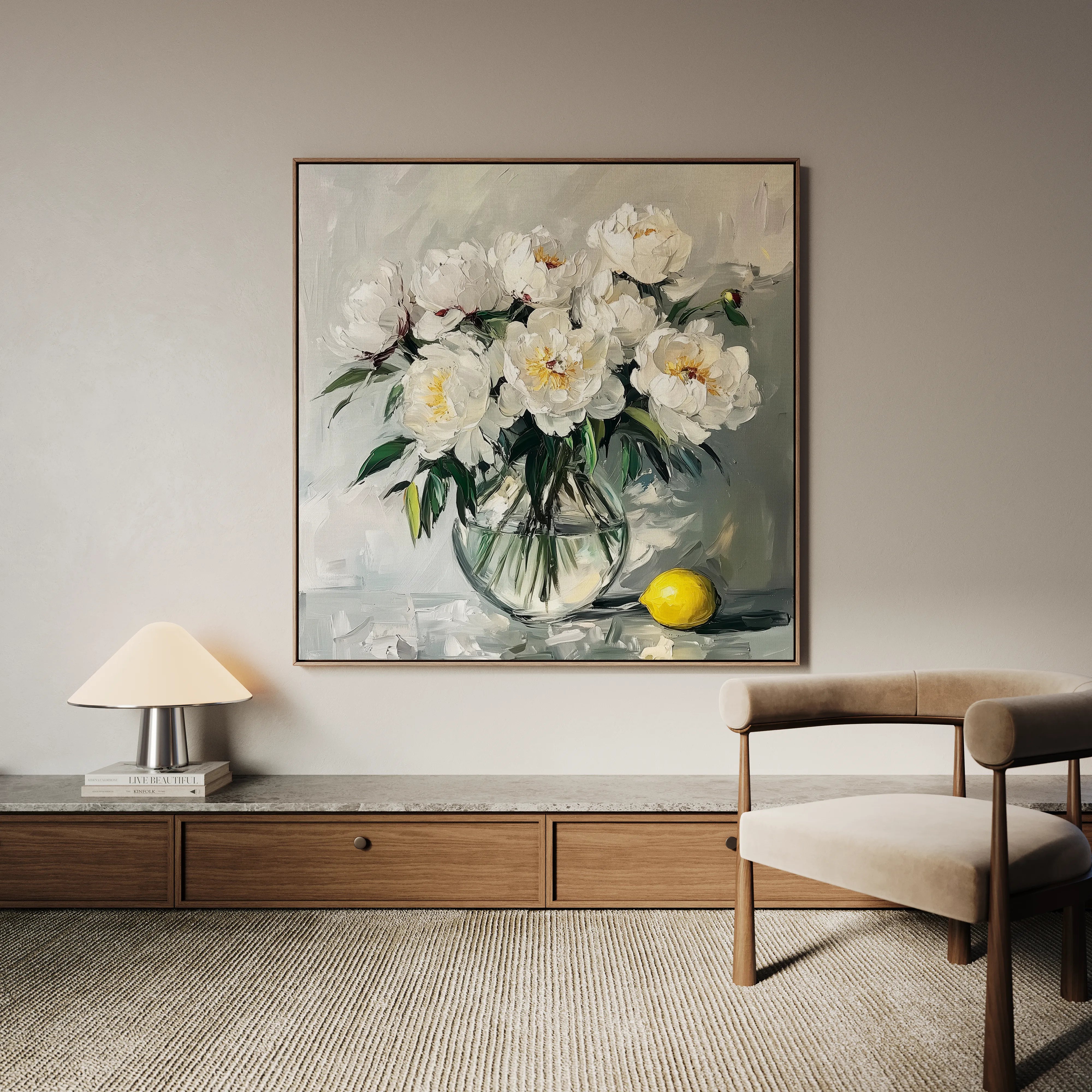Floral 1364 Canvas Art 60 x 60 cm / Black