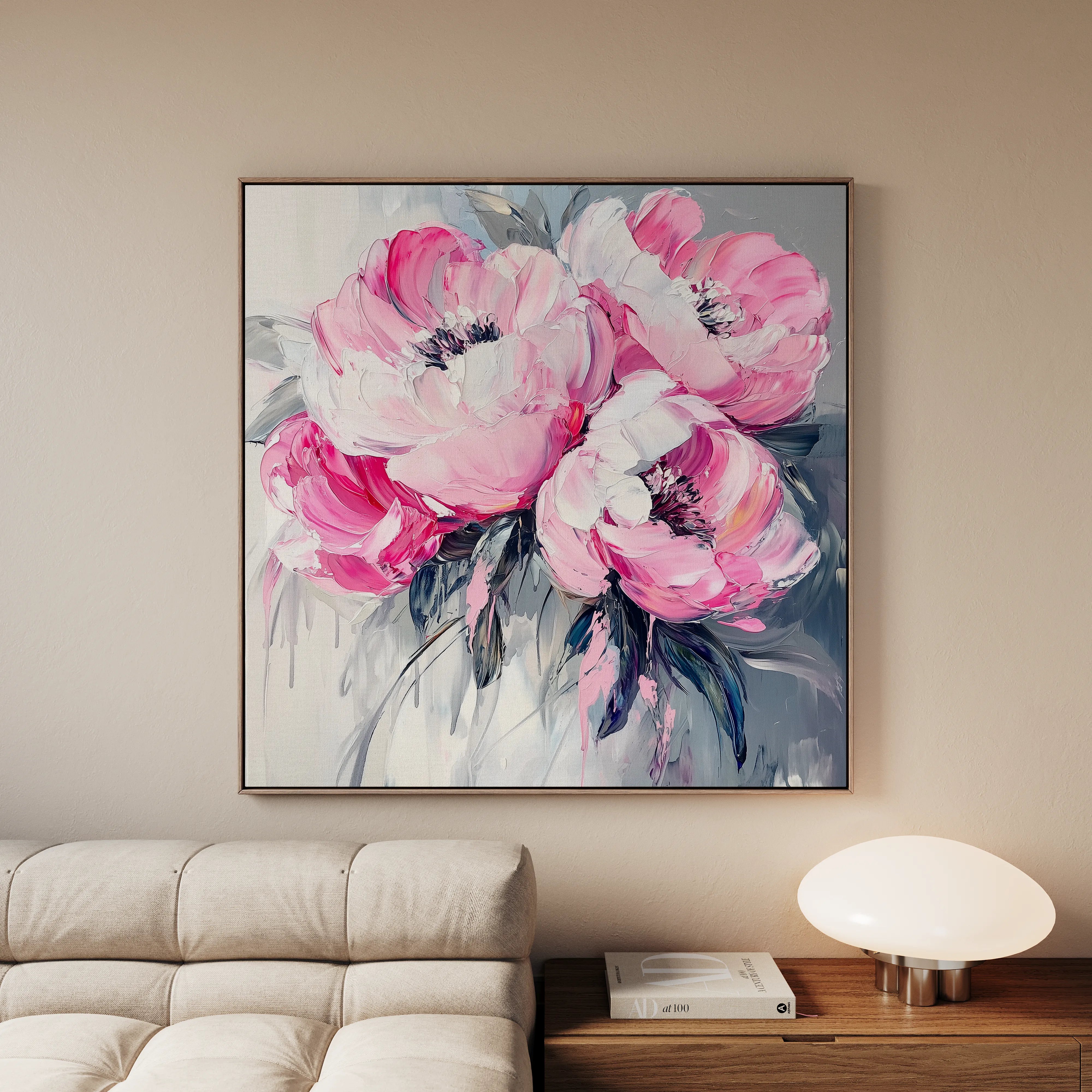 Floral 1366 Canvas Art 60 x 60 cm / Black