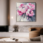 Floral 1366 Canvas Art 60 x 60 cm / Black