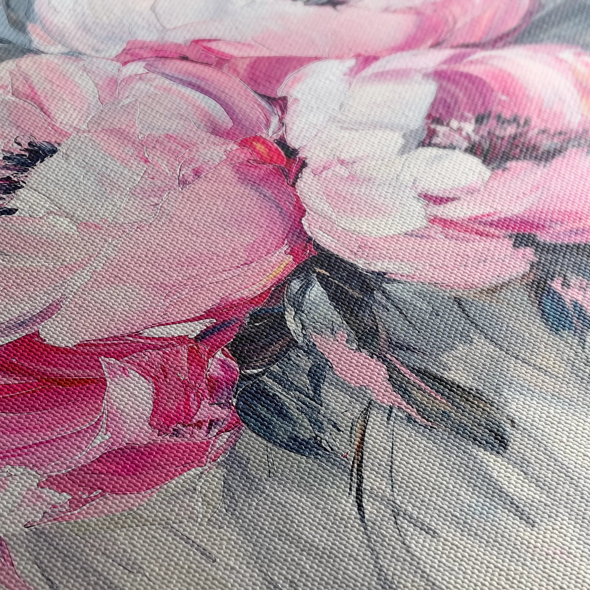 Floral 1366 Canvas Art 60 x 60 cm / Black
