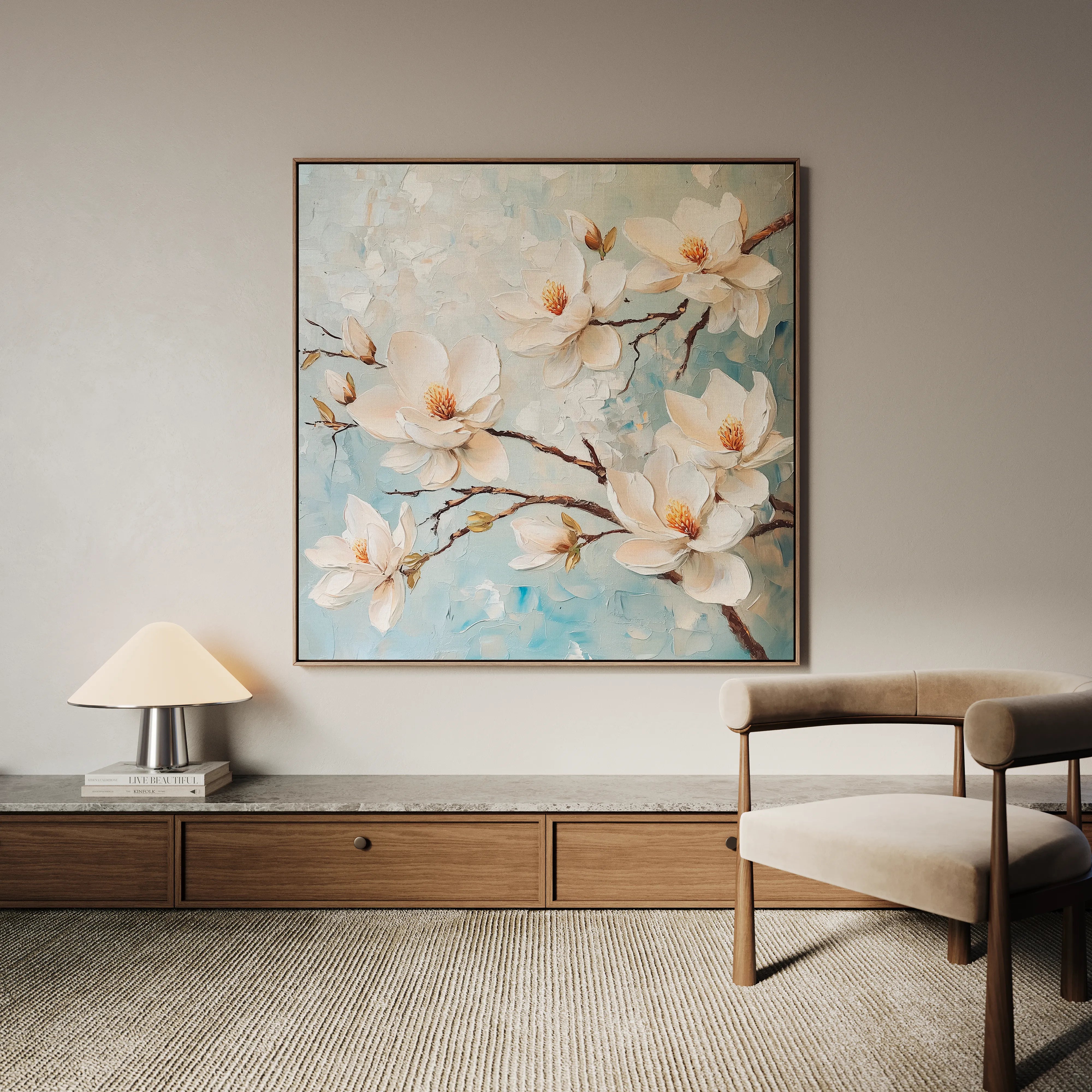 Floral 1367 Canvas Art 60 x 60 cm / Black