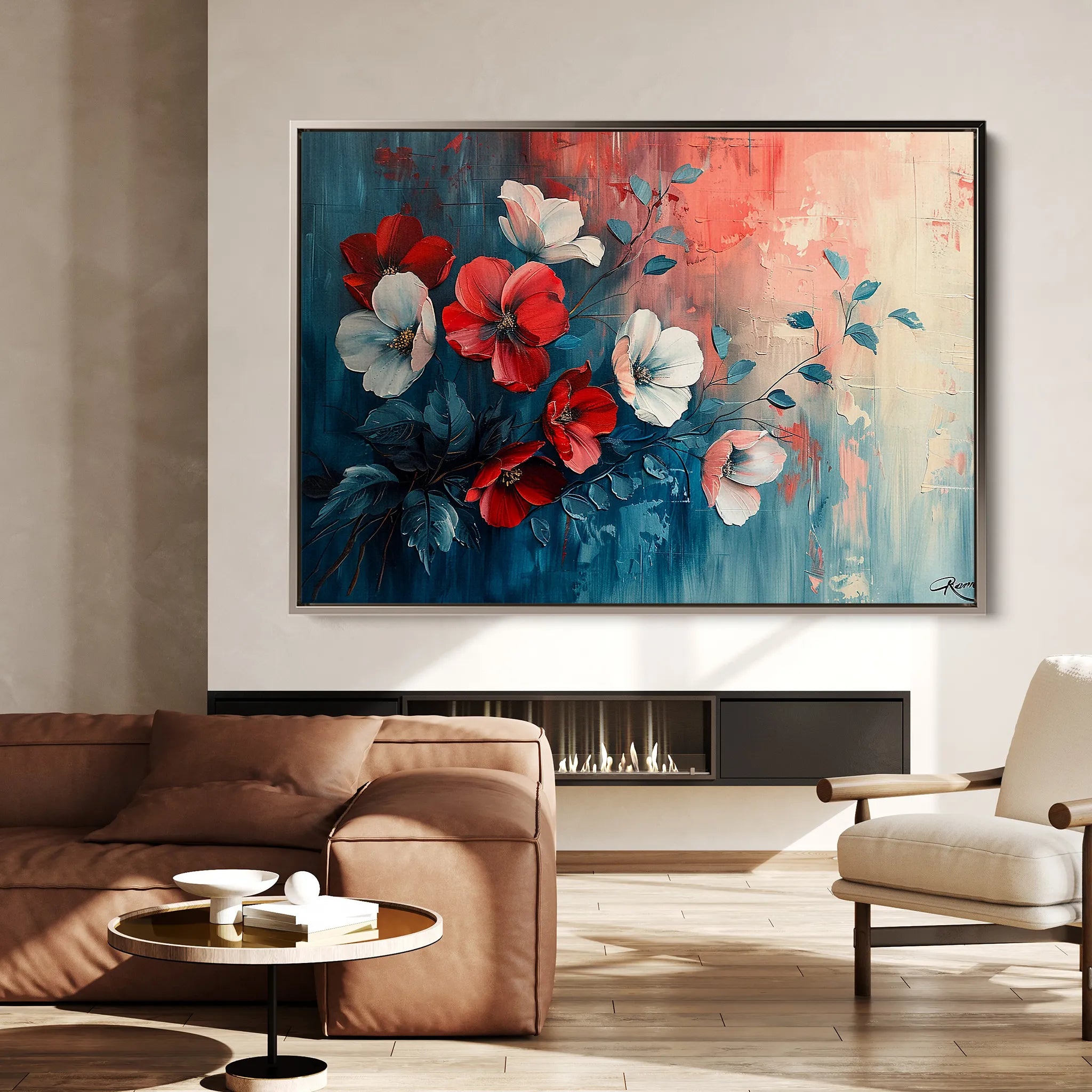 Floral 137 Canvas Art 60 x 40 cm / Black