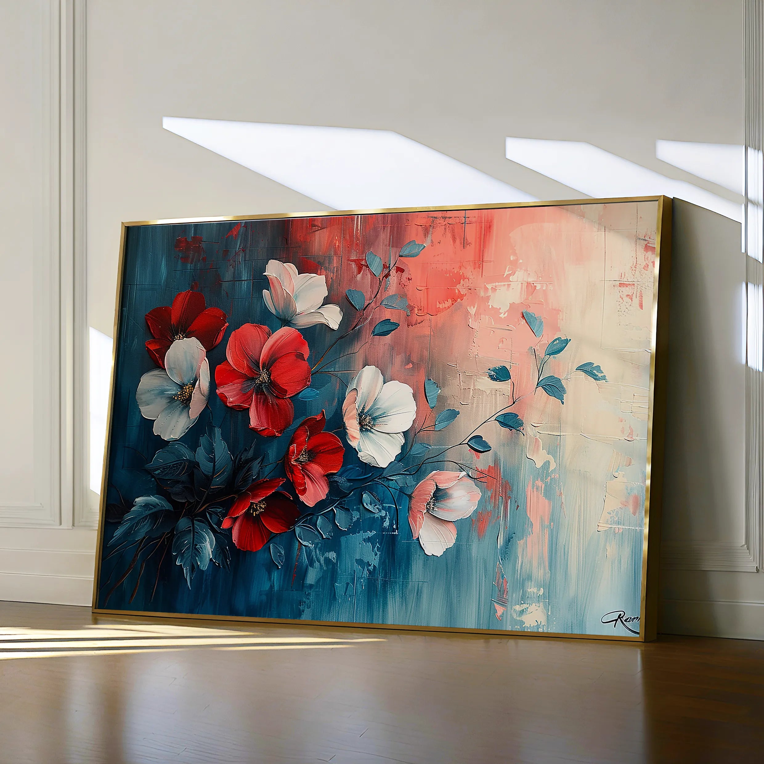Floral 137 Canvas Art 60 x 40 cm / Black
